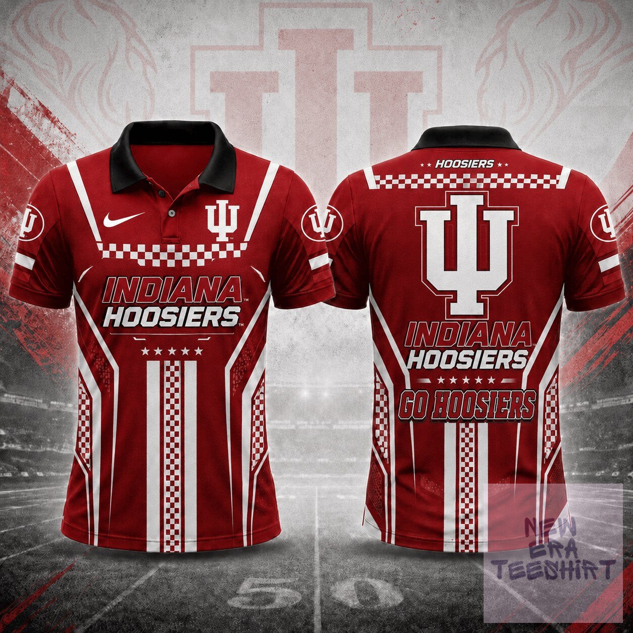NCAA Polo Shirt with Racing Stripes for Indiana Hoosiers Team Support