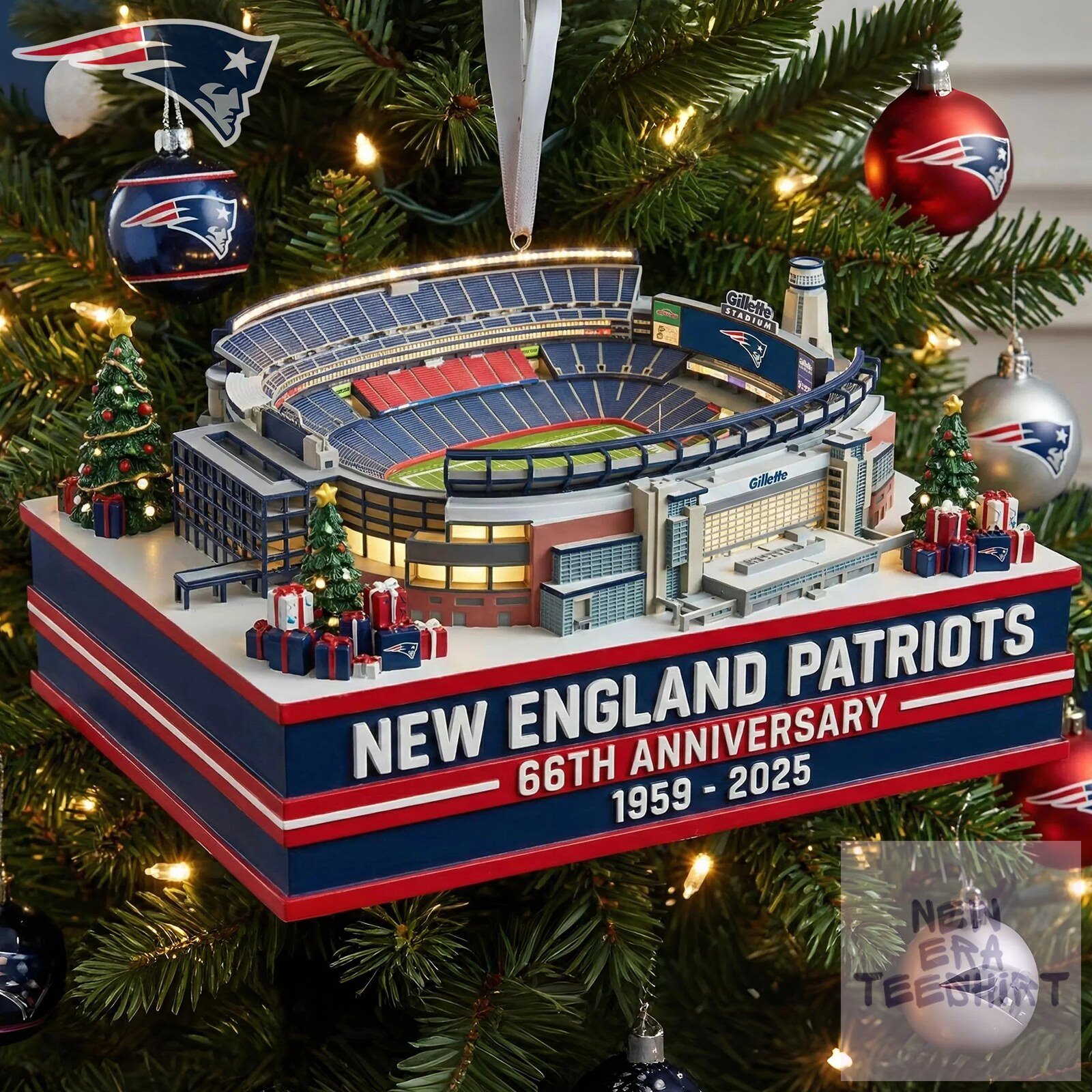 New England Patriots Gillette Stadium 66th Anniversary Christmas Ornament