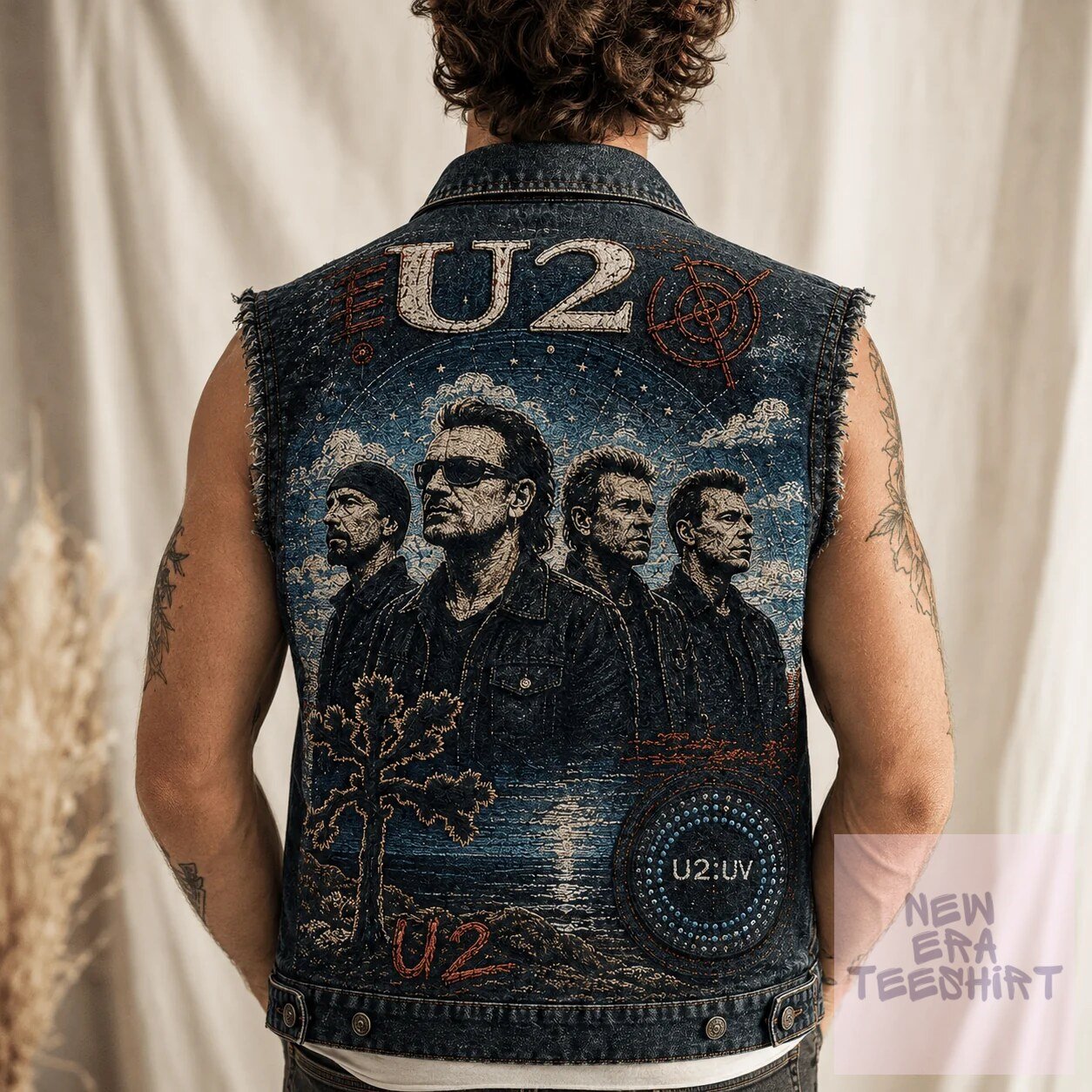 U2 Achtung Baby The Joshua Tree Denim Vest with Band Patches 5 U2 Achtung Baby The Joshua Tree Denim Vest with Band Patches
