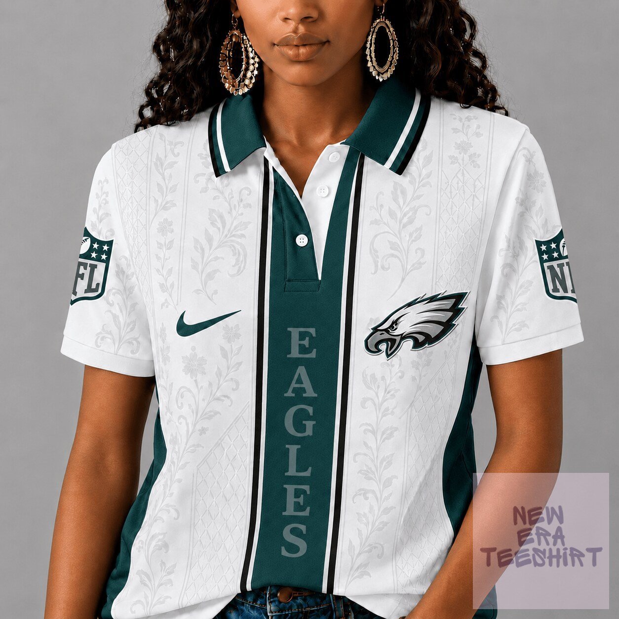 Philadelphia Eagles | Premium NFL Floral Elegance Polo Shirt NY