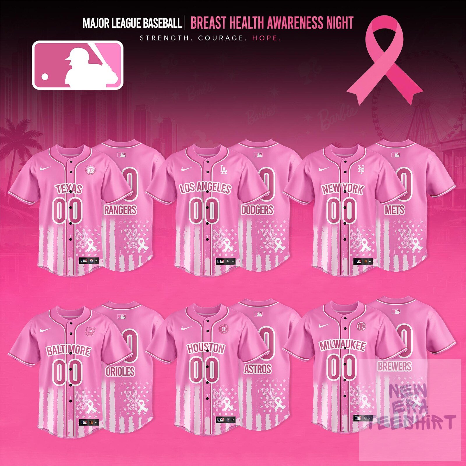 Major League Baseball Breast Health Awareness Night Pink Baseball Jersey