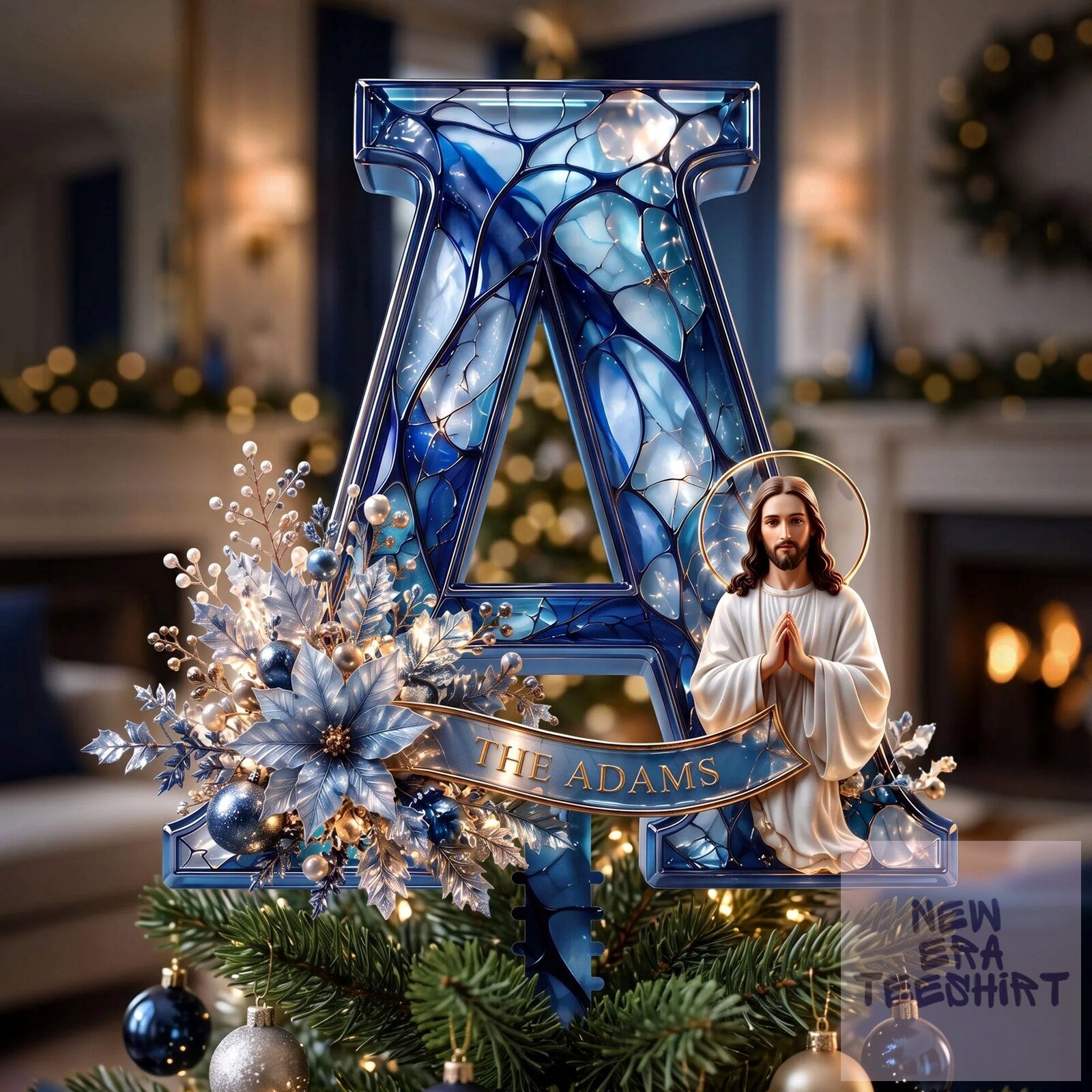 Personalized Jesus Christ Alphabet A Christmas Tree Topper for Christian Family 5 Personalized Jesus Christ Alphabet A Christmas Tree Topper for Christian Family