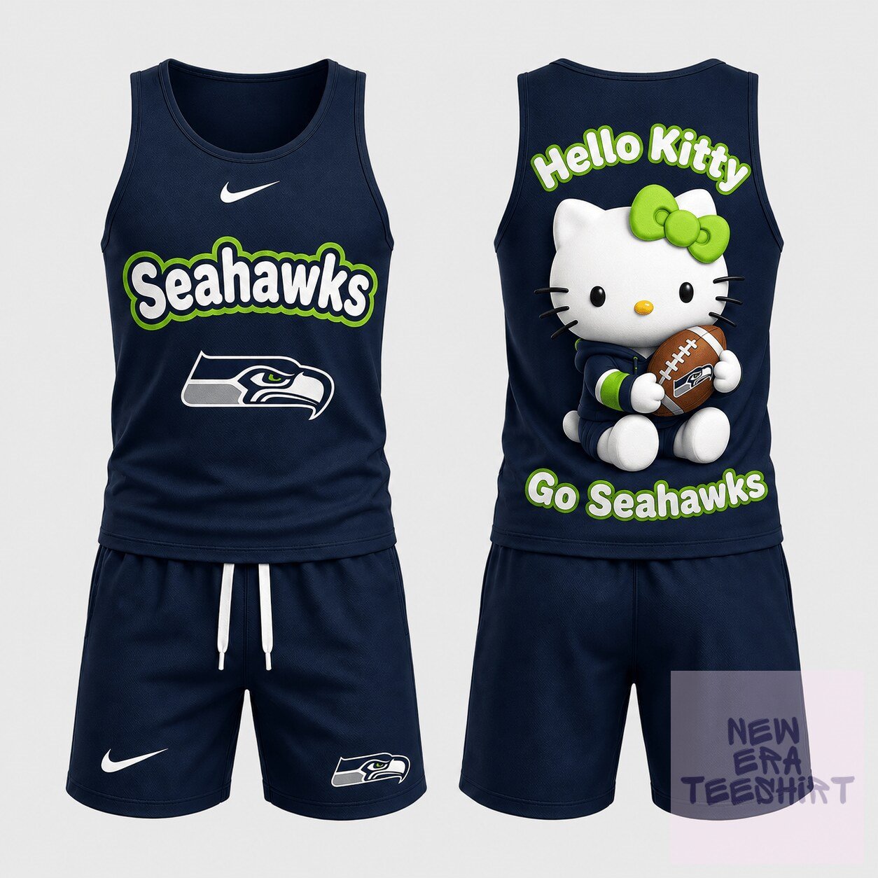 Seattle Seahawks Hello Kitty Football Fan Tank Top and Shorts Set