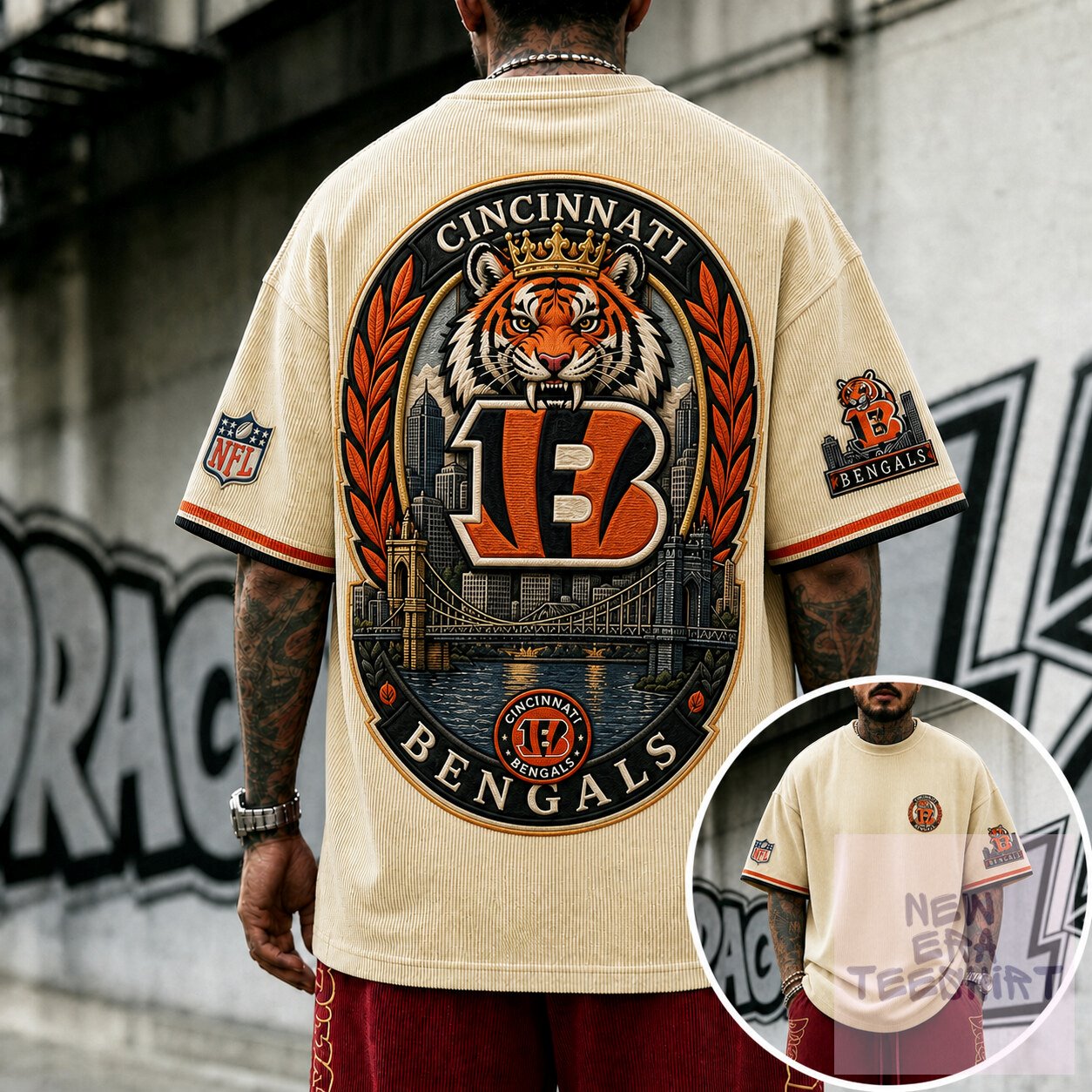 Cincinnati Bengals NFL Football Team Tiger Mascot Crown Logo T-Shirt