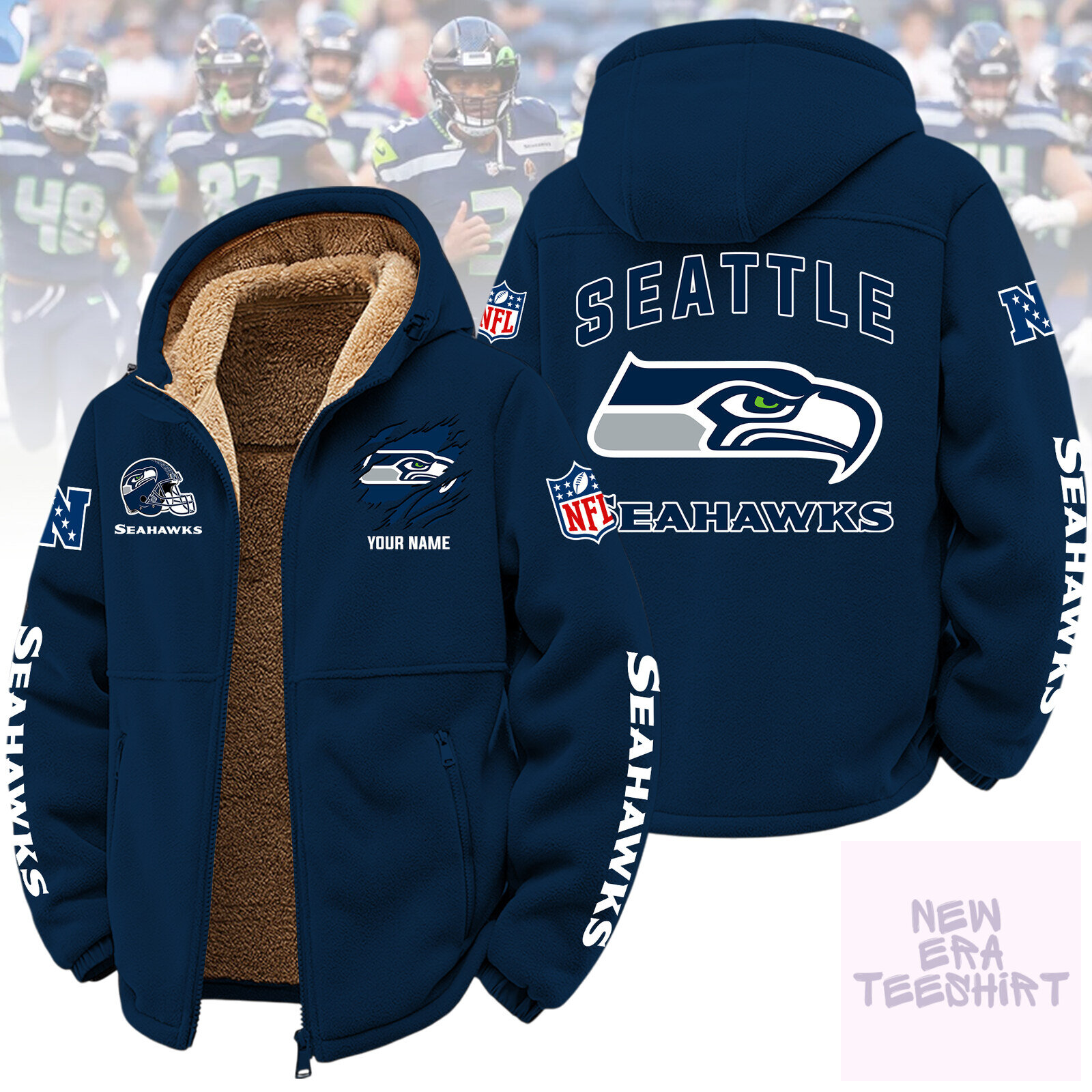 Seattle Seahawks NFL Football Team Sherpa Fleece Jacket