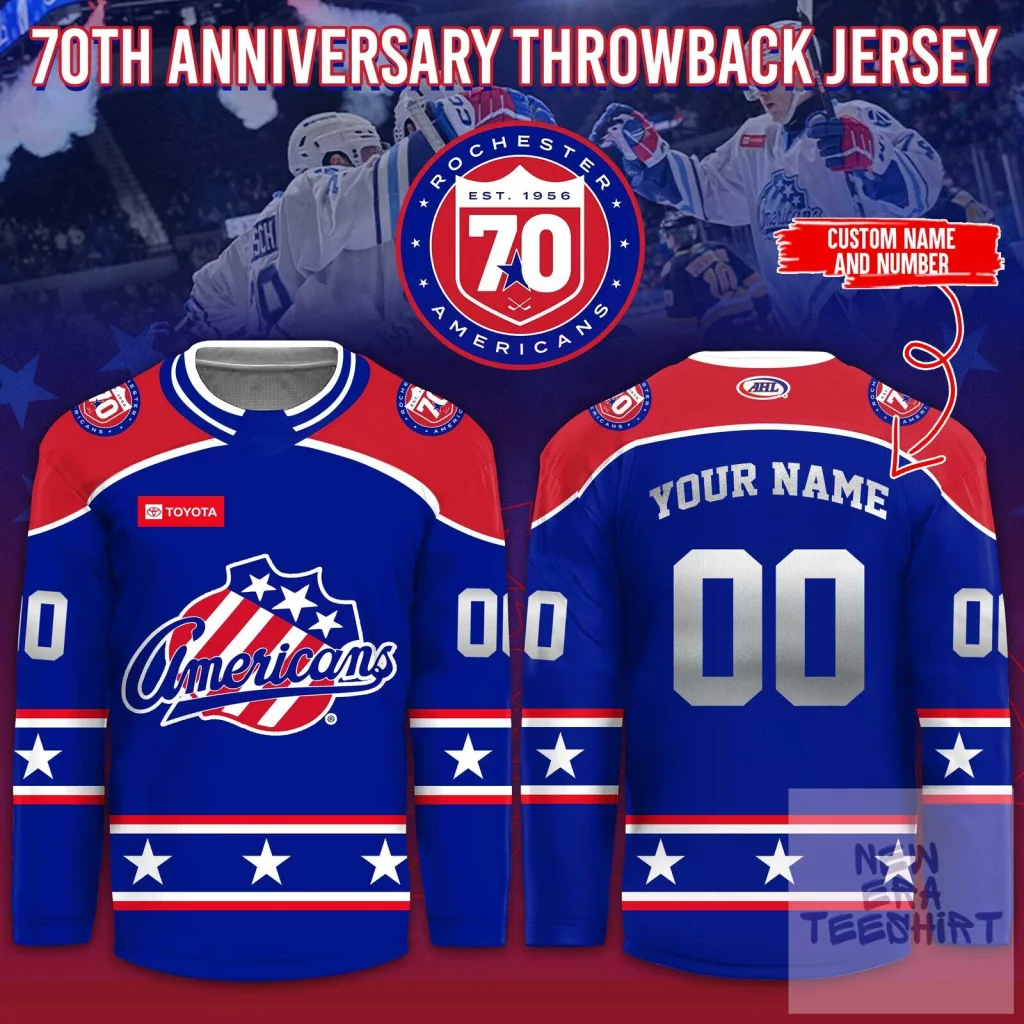 Rochester Americans 70th Anniversary Throwback Custom Hockey Jersey Rochester Americans 70th Anniversary Throwback Custom Hockey Jersey