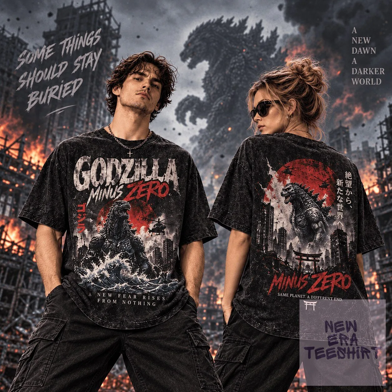 Godzilla Minus Zero New Fear Rises Washed T-Shirt 1 Godzilla Minus Zero New Fear Rises Washed T-Shirt