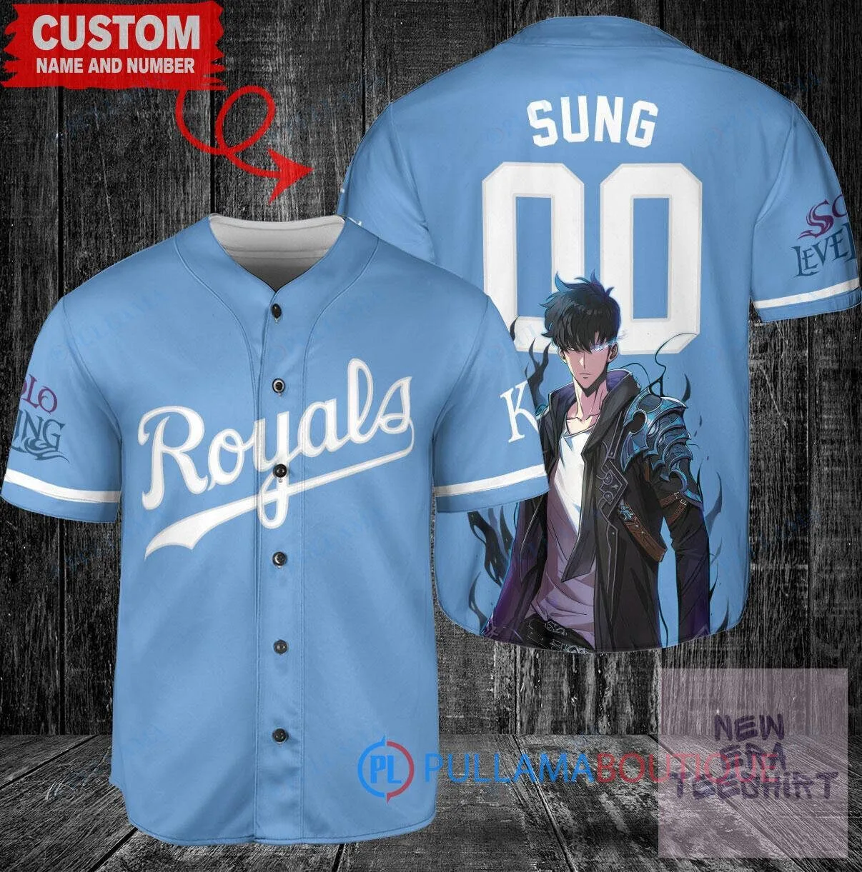 Kansas City Royals Baseball Sung Jinwoo Solo Leveling Custom Baseball Jersey 1 Kansas City Royals Baseball Sung Jinwoo Solo Leveling Custom Baseball Jersey