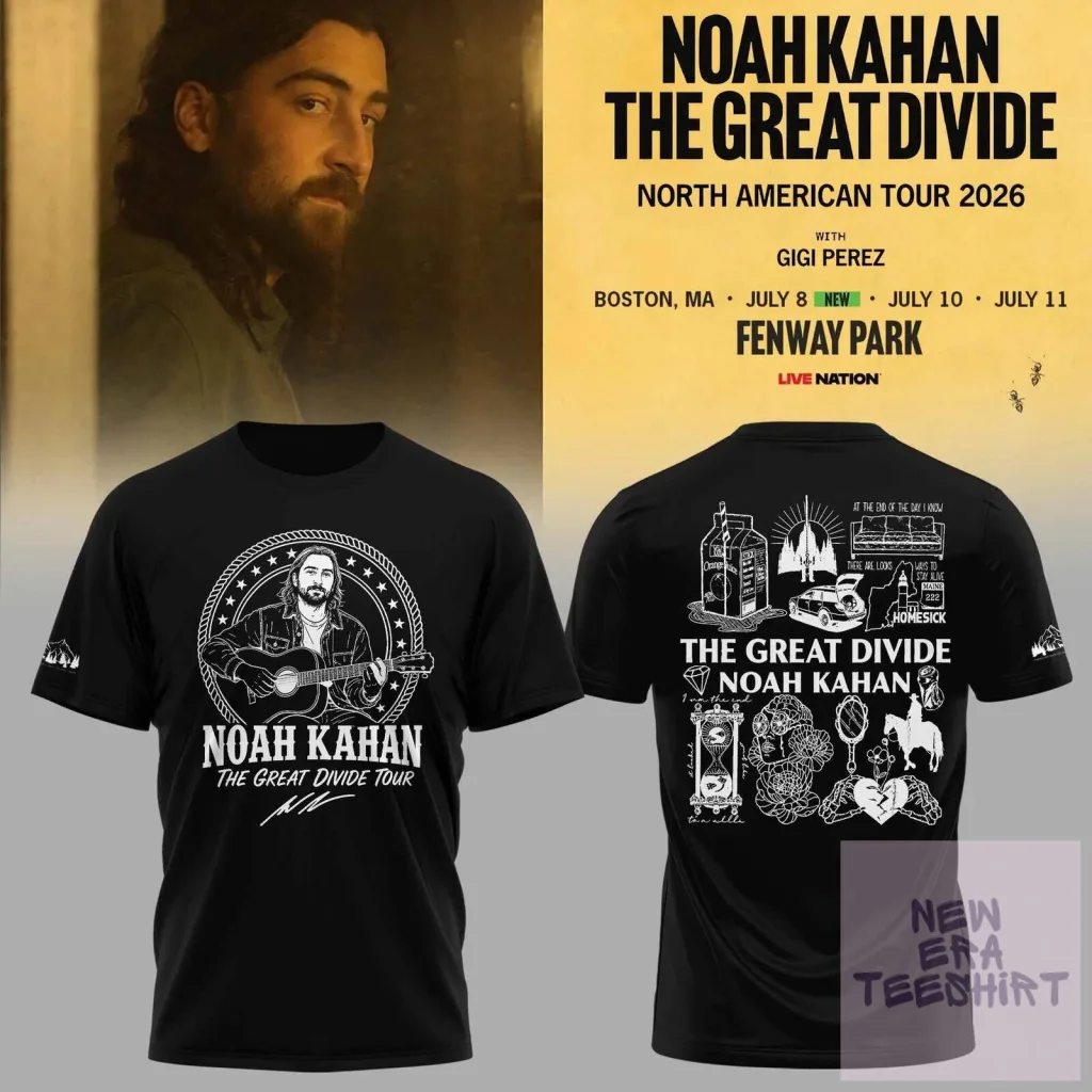 Noah Kahan The Great Divide Tour 2026 Black Concert T-Shirt Noah Kahan The Great Divide Tour 2026 Black Concert T-Shirt