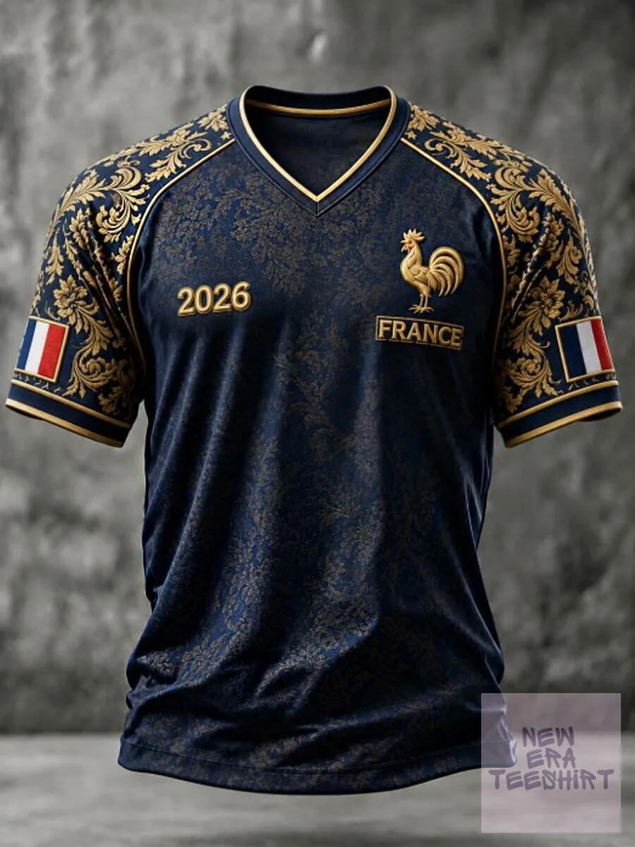 France Football 2026 Golden Rooster Pattern Men’s Soccer Jersey
