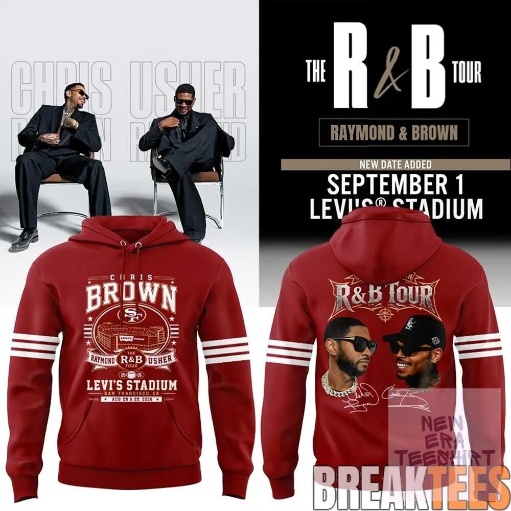 Chris Brown and Usher The R&B Tour Levi's Stadium 2026 Red Concert Hoodie