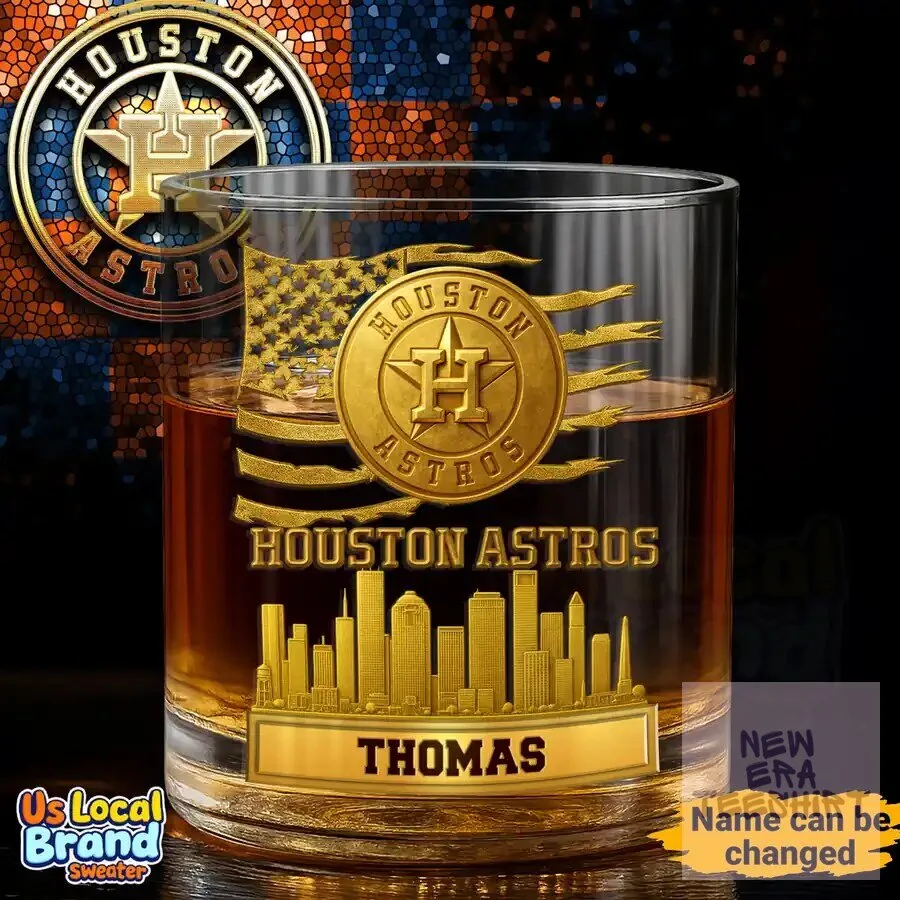 Houston Astros MLB Baseball Team Personalized Whiskey Glass 3 Houston Astros MLB Baseball Team Personalized Whiskey Glass