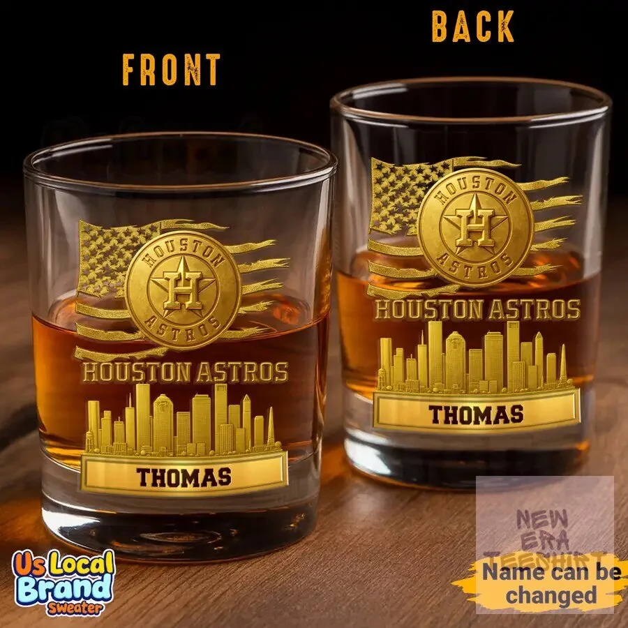 Houston Astros MLB Baseball Team Personalized Whiskey Glass 4 Houston Astros MLB Baseball Team Personalized Whiskey Glass