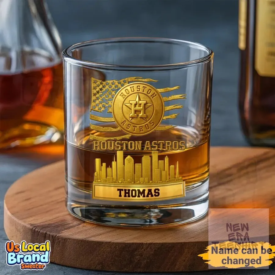 Houston Astros MLB Baseball Team Personalized Whiskey Glass 5 Houston Astros MLB Baseball Team Personalized Whiskey Glass