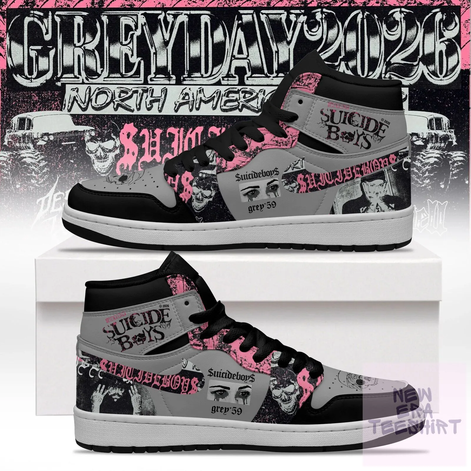 2026 North American Tour High Top Sneakers by Suicideboys Greyday