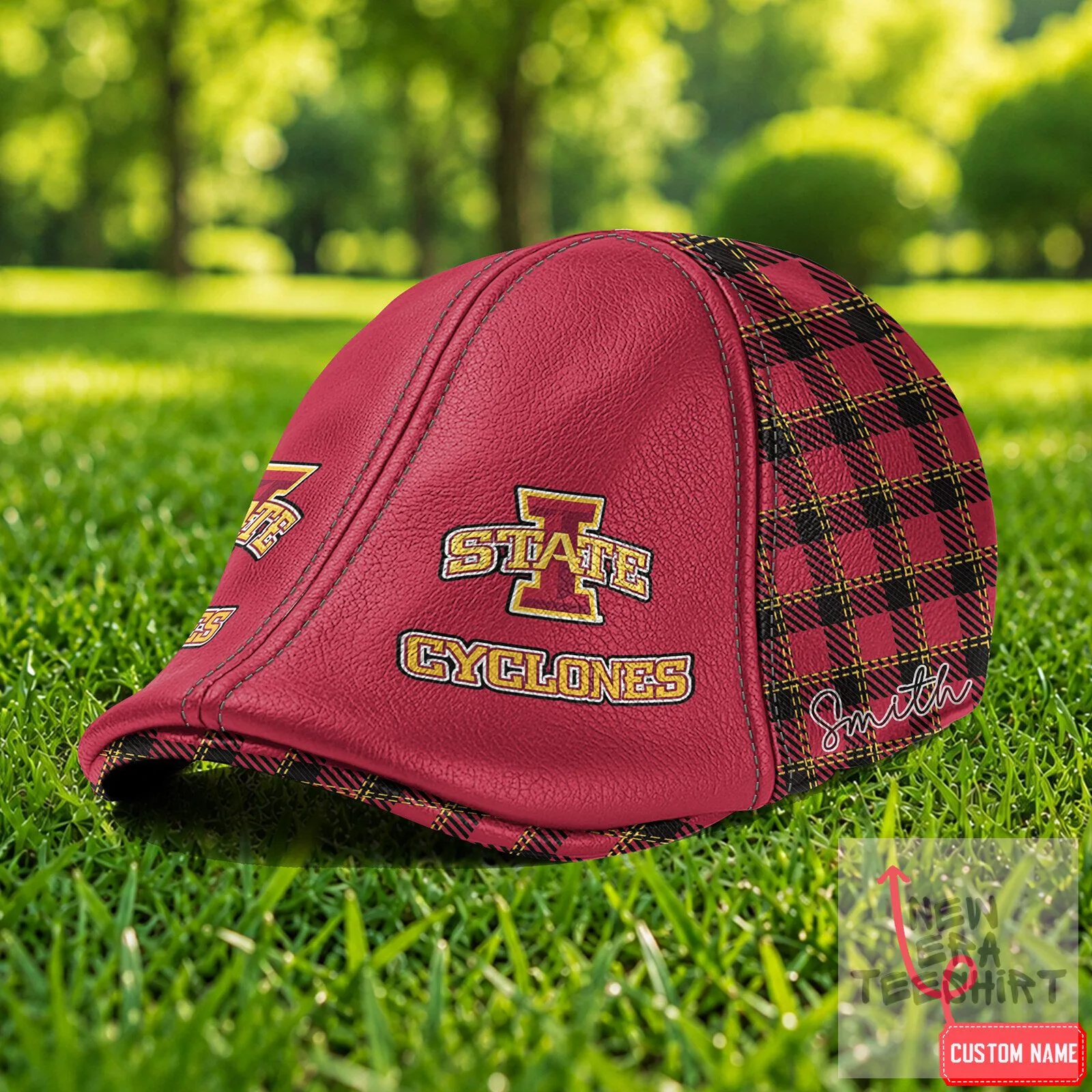 Iowa State Cyclones Personalized Plaid Pattern Red Ivy Cap Hat