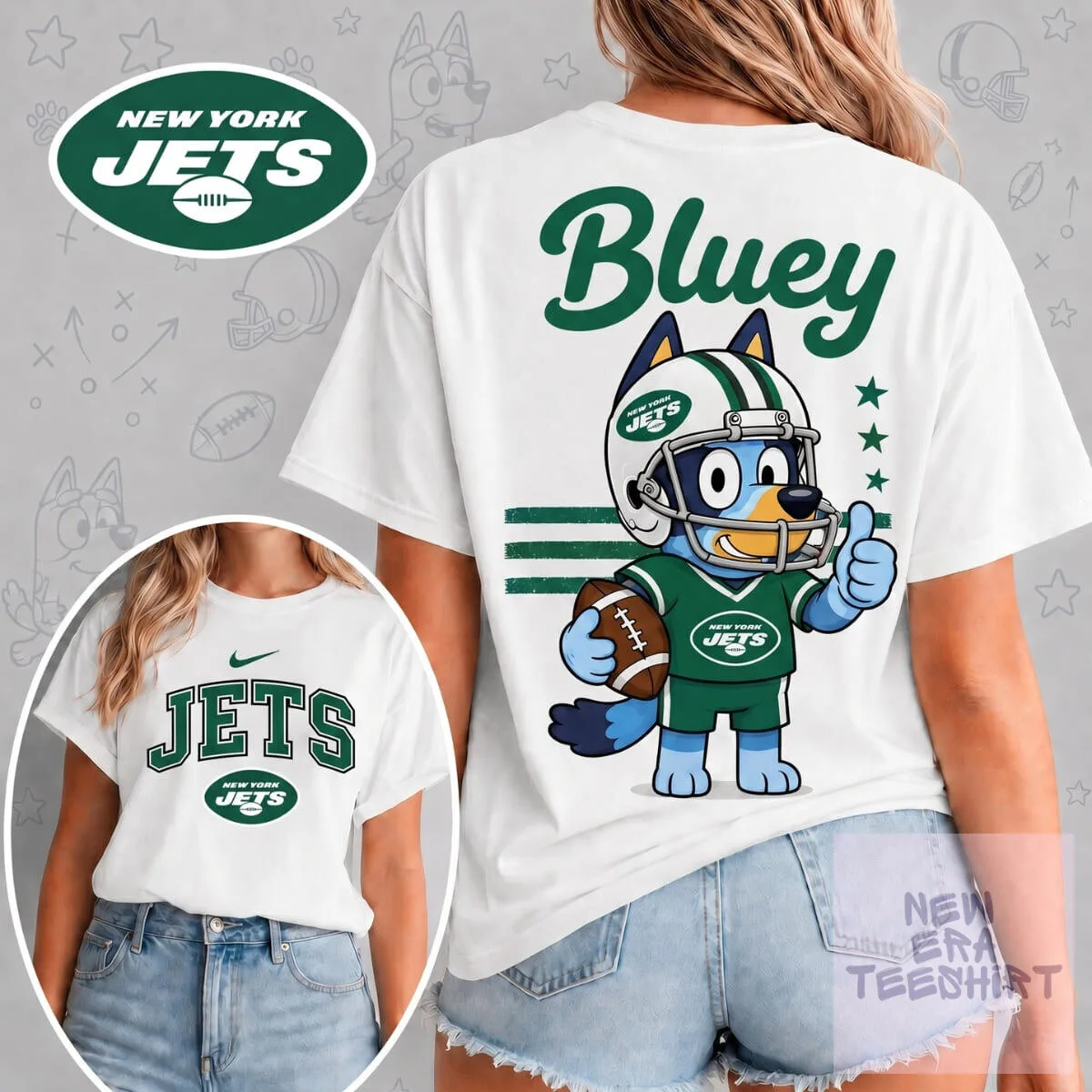 New York Jets Fan Shirt Bluey Football Game Day T-Shirt