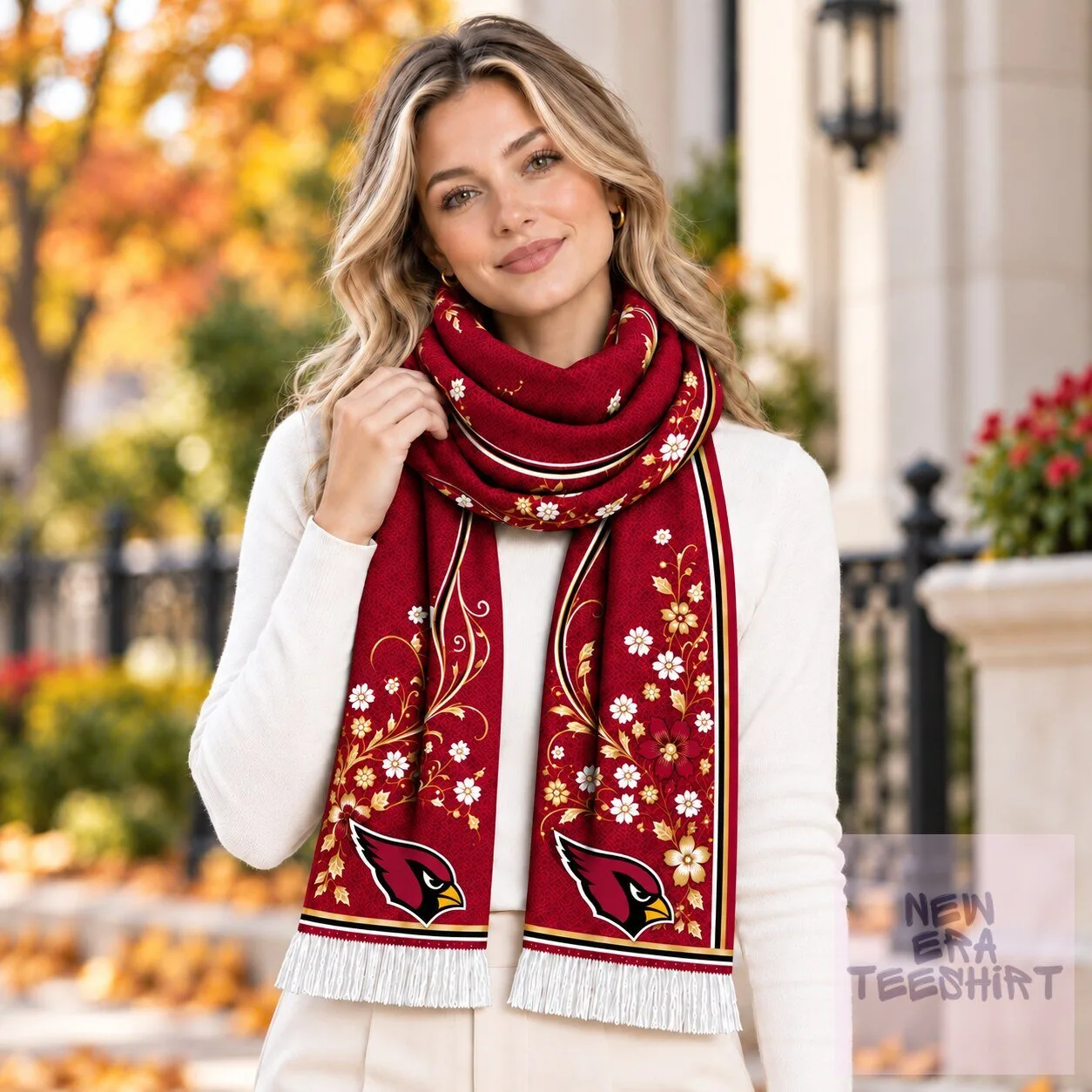 Arizona Cardinals Floral Pattern Scarf for Women