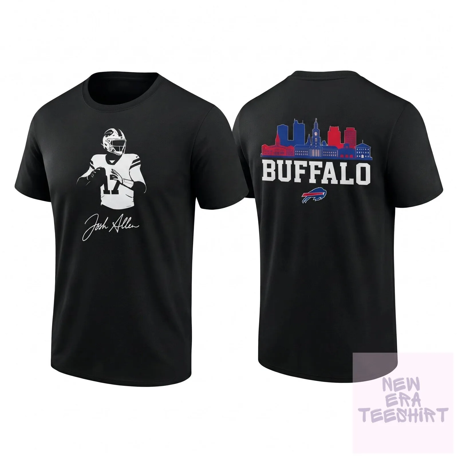 Buffalo Bills Josh Allen Silhouette Signature Black T-Shirt