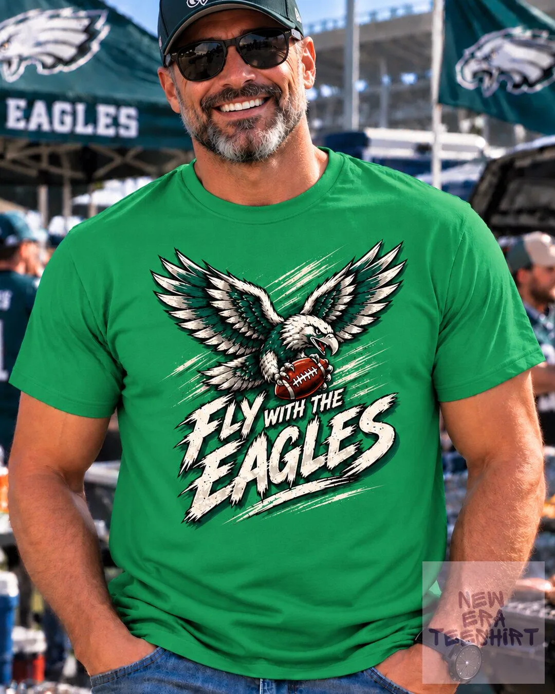 Fly With The Eagles Philadelphia Football Team Green T-Shirt