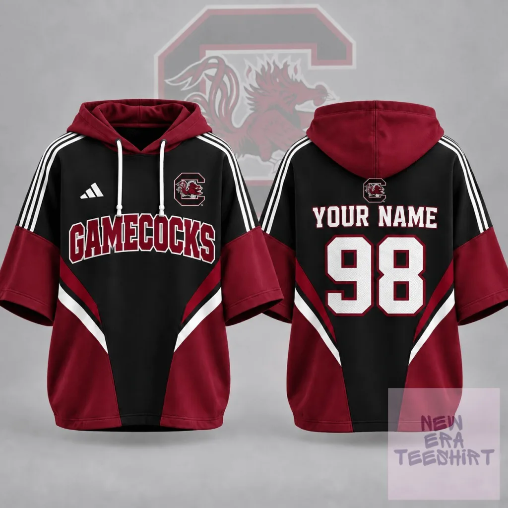 South Carolina Gamecocks Personalized Varsity Colorblock Short Sleeve Hoodie South Carolina Gamecocks Personalized Varsity Colorblock Short Sleeve Hoodie