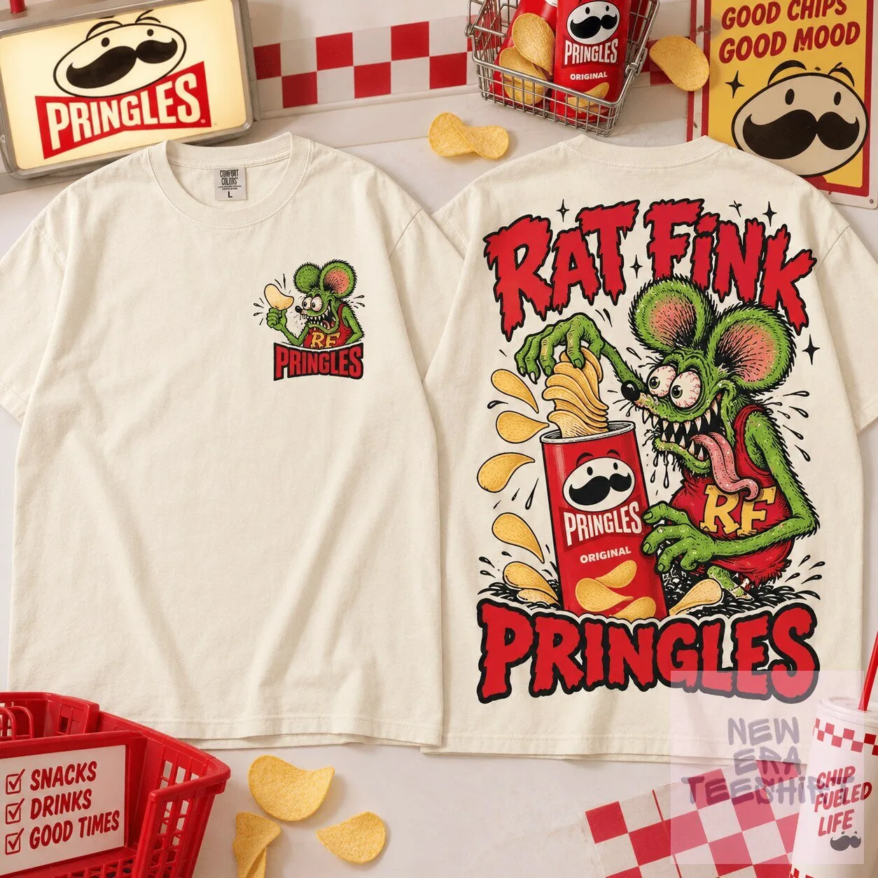 Pringles Rat Fink Collaboration Original Flavor Snack Lovers T-Shirt