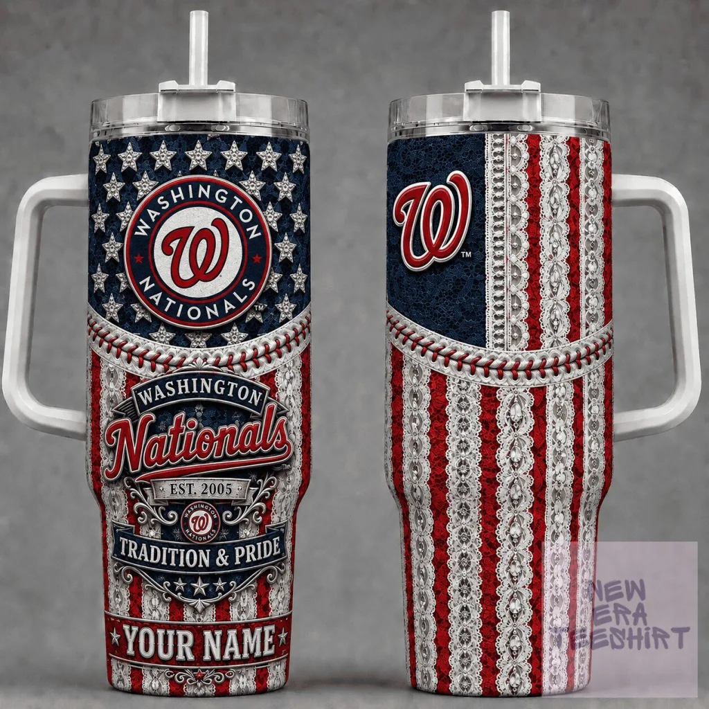Washington Nationals Baseball Team American Flag Pattern Tumbler with Handle Washington Nationals Baseball Team American Flag Pattern Tumbler with Handle