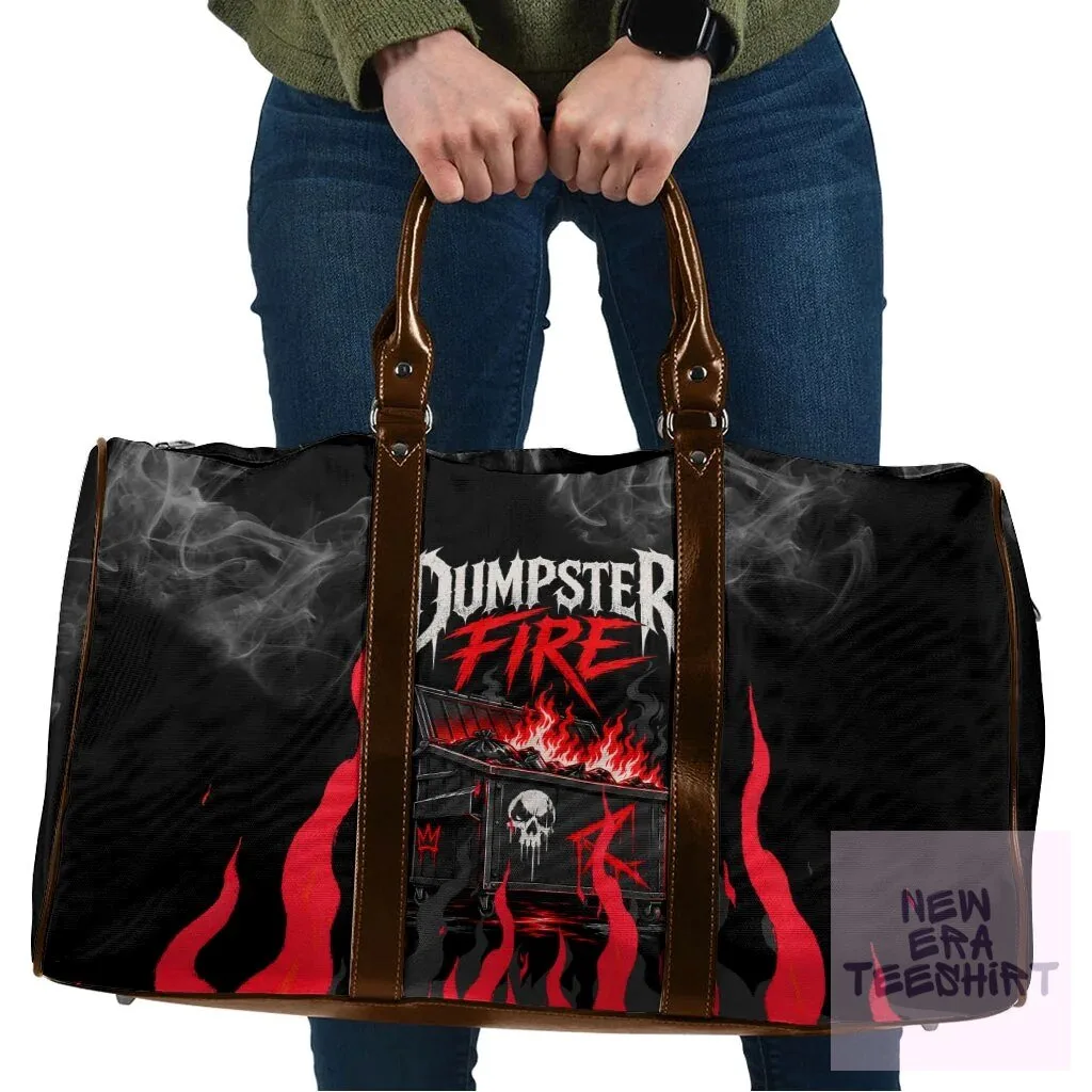 Dumpster Fire Everything's Fine Heavy Metal Skull Sarcastic Travel Bag