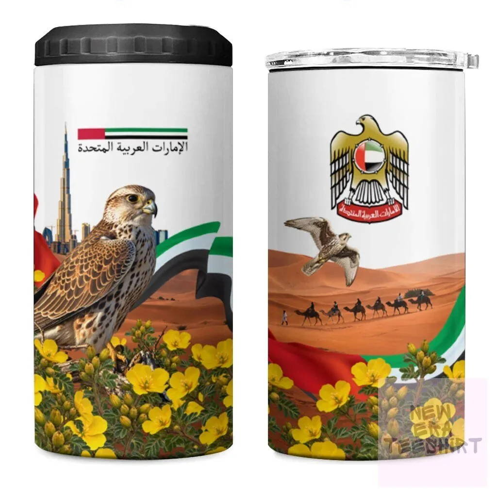 United Arab Emirates National Day Falcon Desert Landscape Can Cooler Tumbler