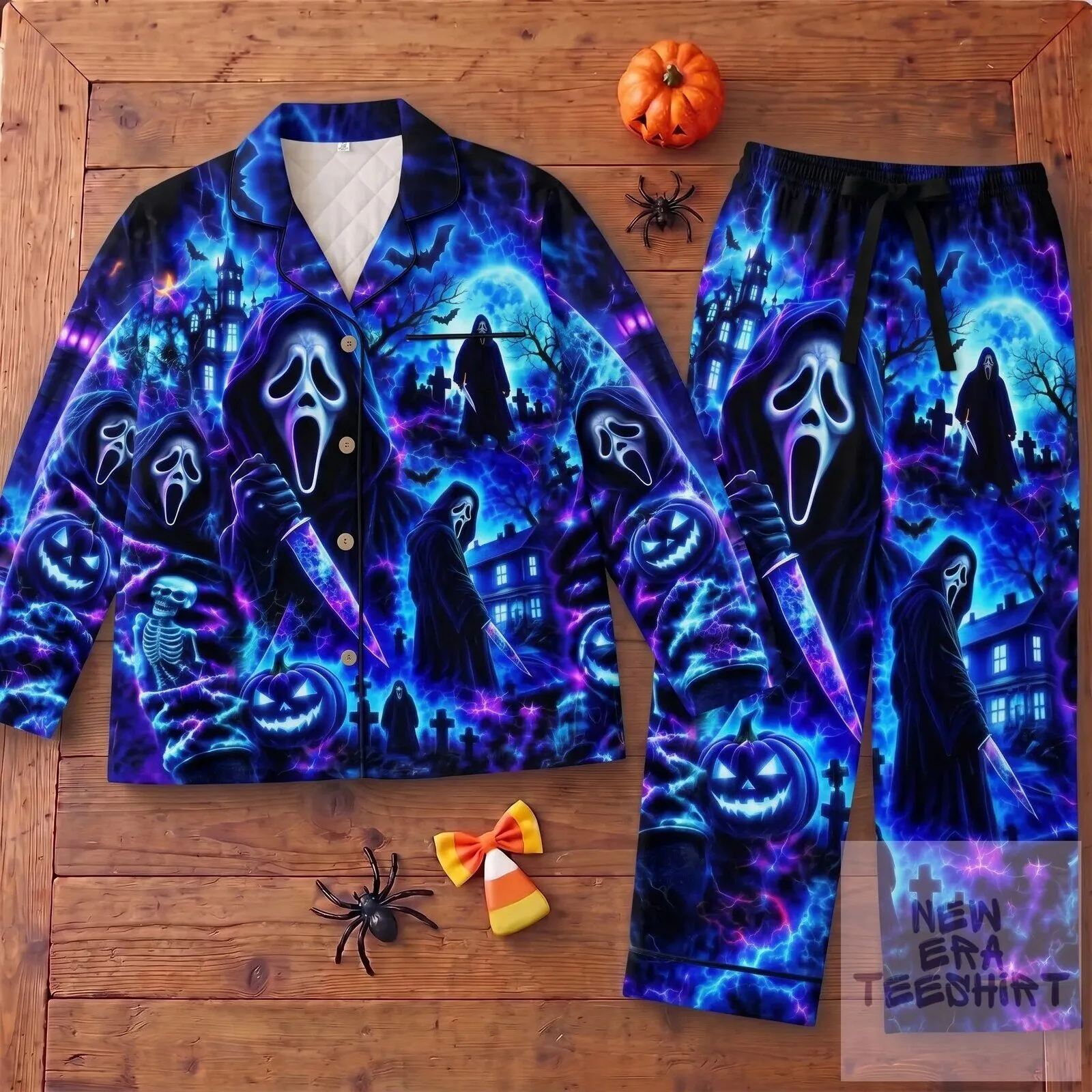 Ghostface Scream Horror Movie Halloween Nightwear Pajama Set 3 Ghostface Scream Horror Movie Halloween Nightwear Pajama Set