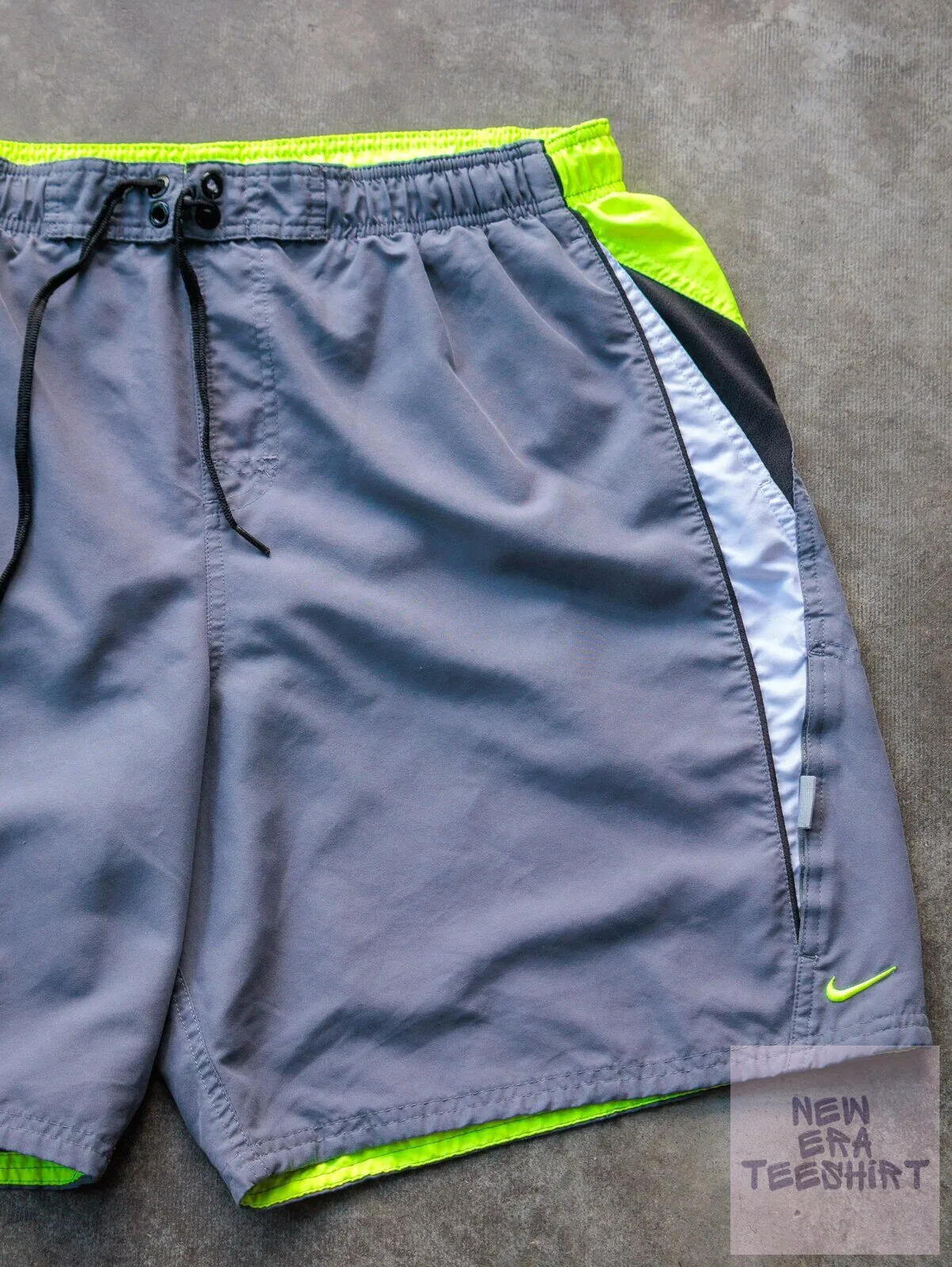 Vintage Nike Gray and Neon Yellow Swim Trunks with Black and White Accents 6 Vintage Nike Gray and Neon Yellow Swim Trunks with Black and White Accents