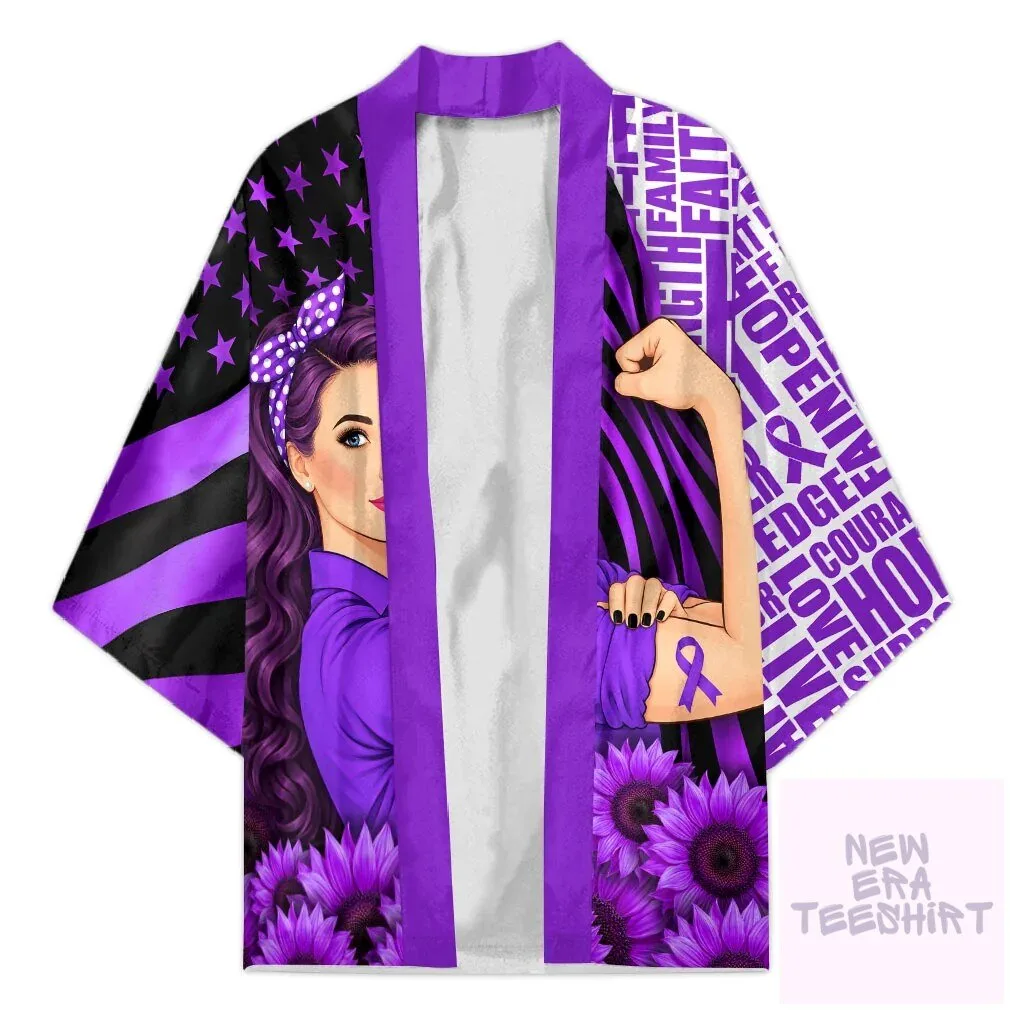 Domestic Violence Awareness Strong Woman Purple Ribbon Sunflower Kimono Cardigan 6 Domestic Violence Awareness Strong Woman Purple Ribbon Sunflower Kimono Cardigan