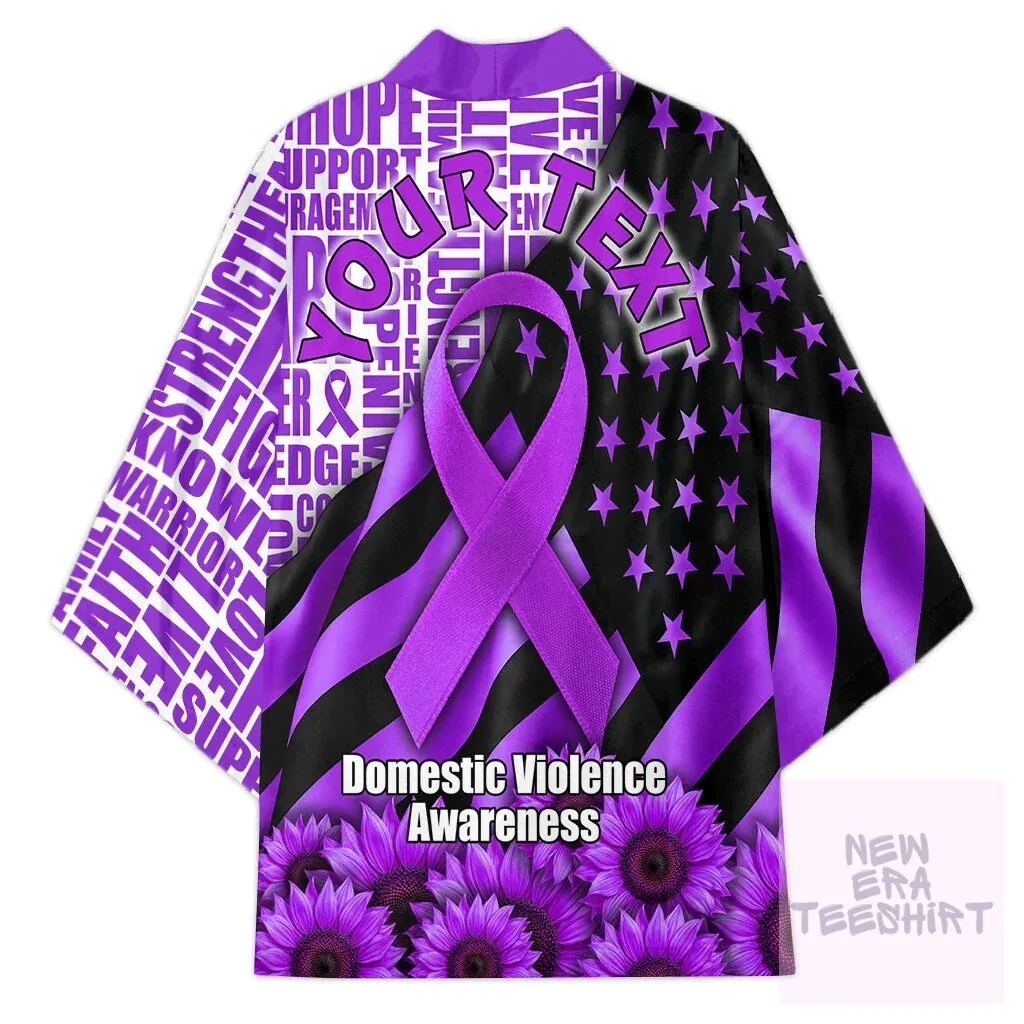 Domestic Violence Awareness Strong Woman Purple Ribbon Sunflower Kimono Cardigan 7 Domestic Violence Awareness Strong Woman Purple Ribbon Sunflower Kimono Cardigan