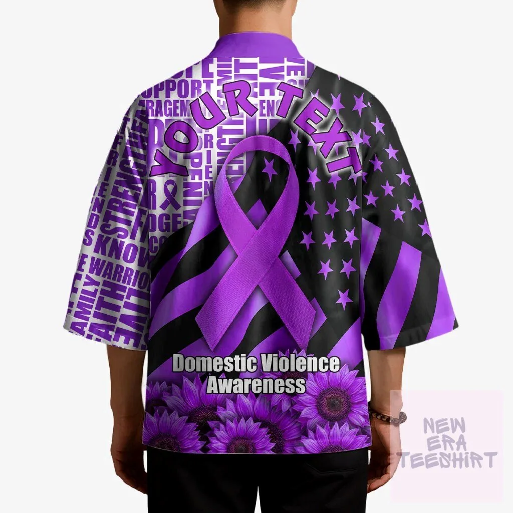 Domestic Violence Awareness Strong Woman Purple Ribbon Sunflower Kimono Cardigan 11 Domestic Violence Awareness Strong Woman Purple Ribbon Sunflower Kimono Cardigan
