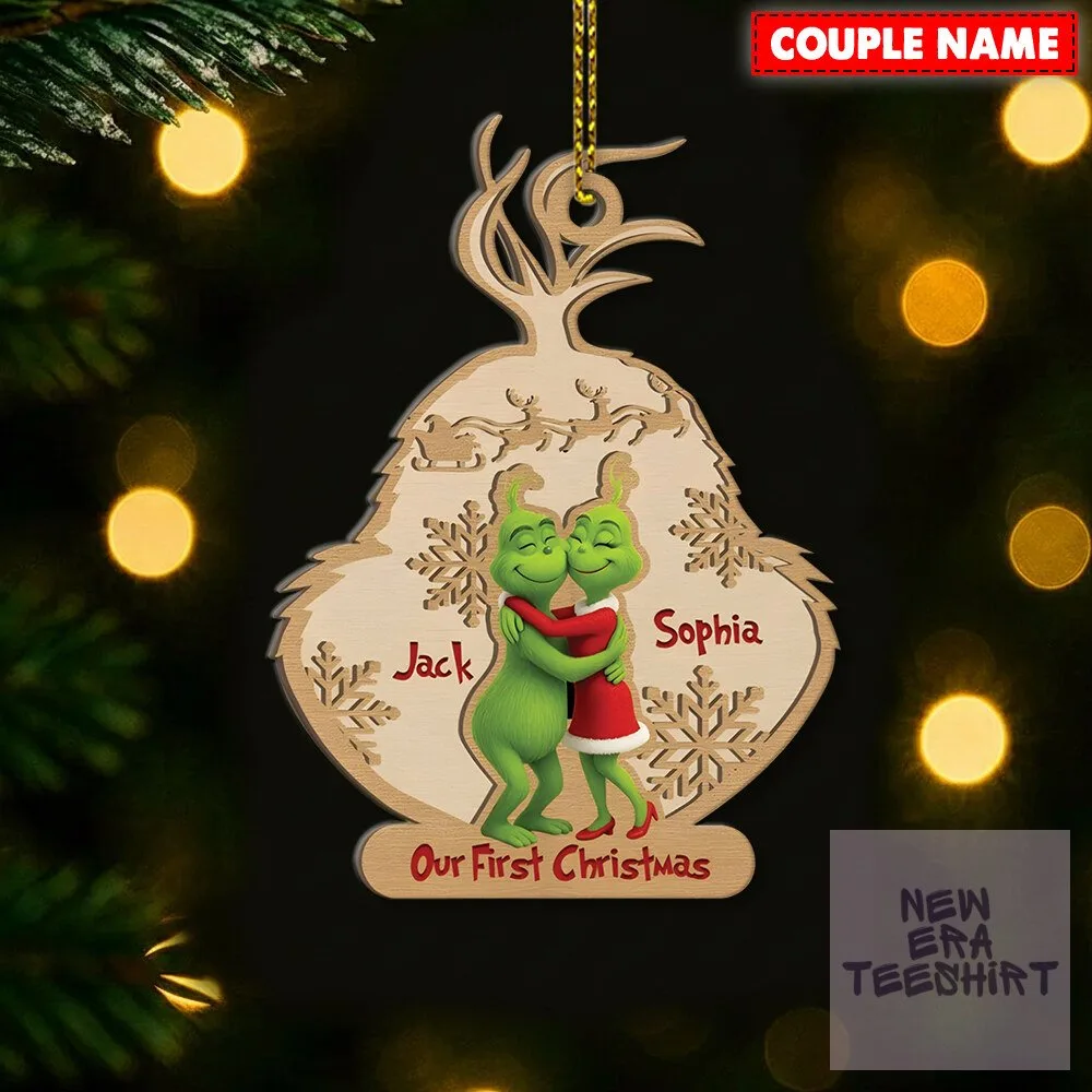 Personalized Grinch Couple First Christmas Wood Ornament 6 Personalized Grinch Couple First Christmas Wood Ornament