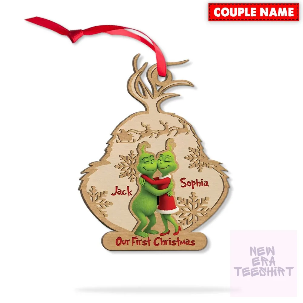 Personalized Grinch Couple First Christmas Wood Ornament 9 Personalized Grinch Couple First Christmas Wood Ornament
