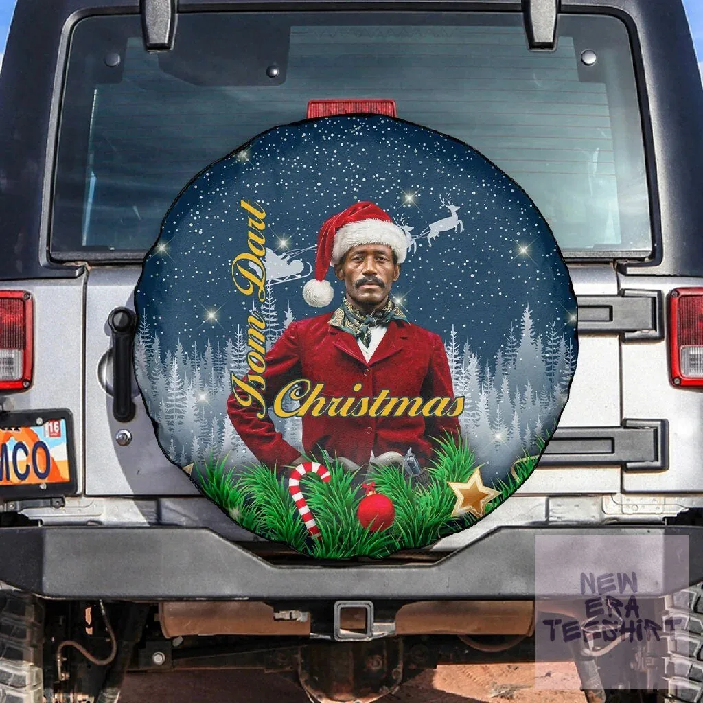Isom Dart Christmas Black Cowboy Santa Western Snow Winter Spare Tire Cover 4 Isom Dart Christmas Black Cowboy Santa Western Snow Winter Spare Tire Cover