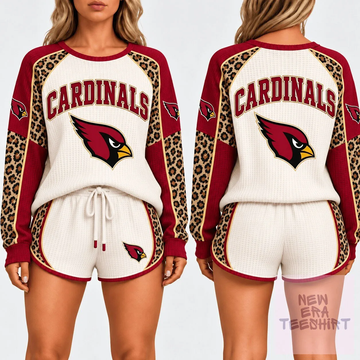 Arizona Cardinals Leopard Print Game Day Waffle Knit Lounge Set