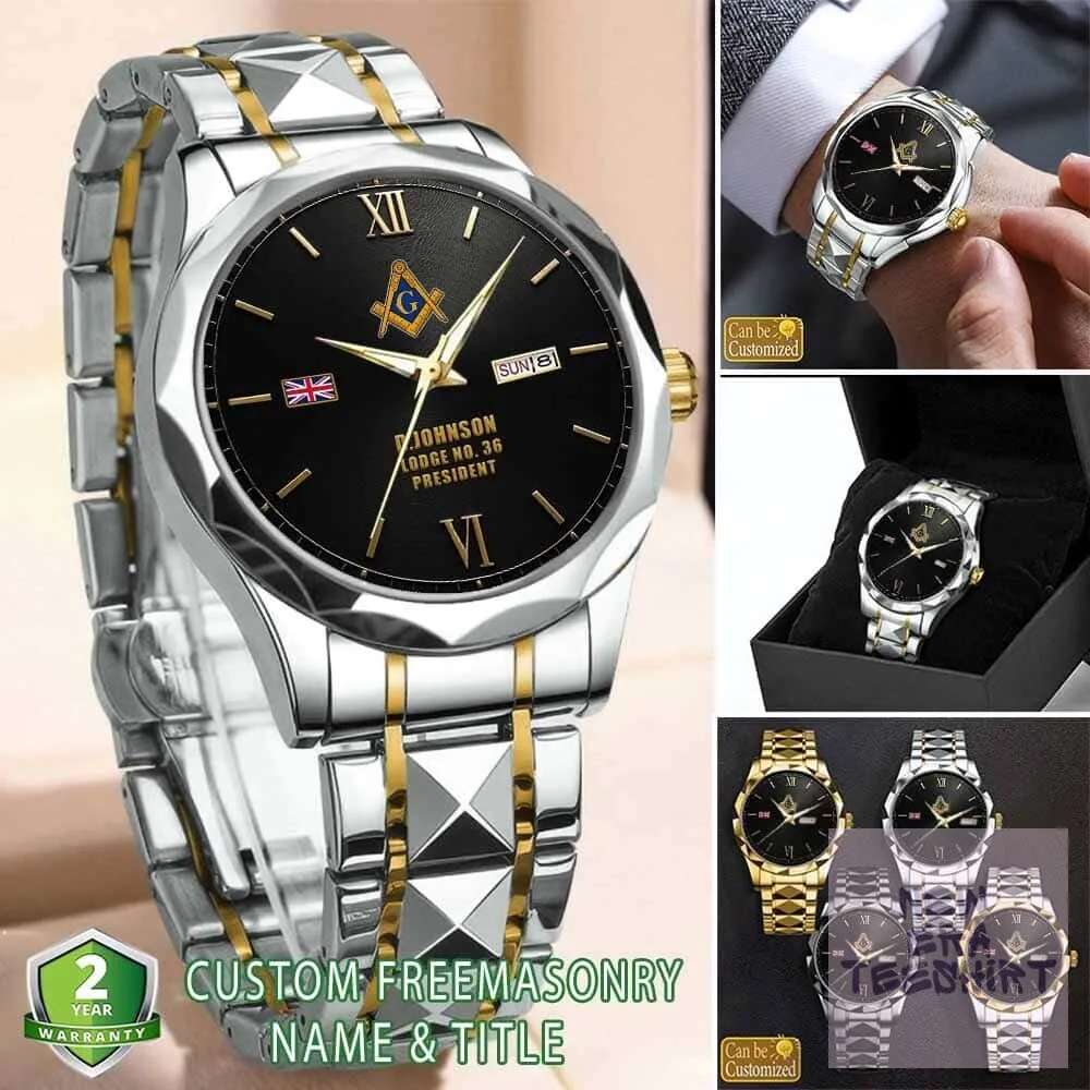Freemasonry Blue Lodge Stainless Steel Men's Watch with Custom Name 5 freemasonry blue lodge stainless steel men s watch with custom name gallery 2