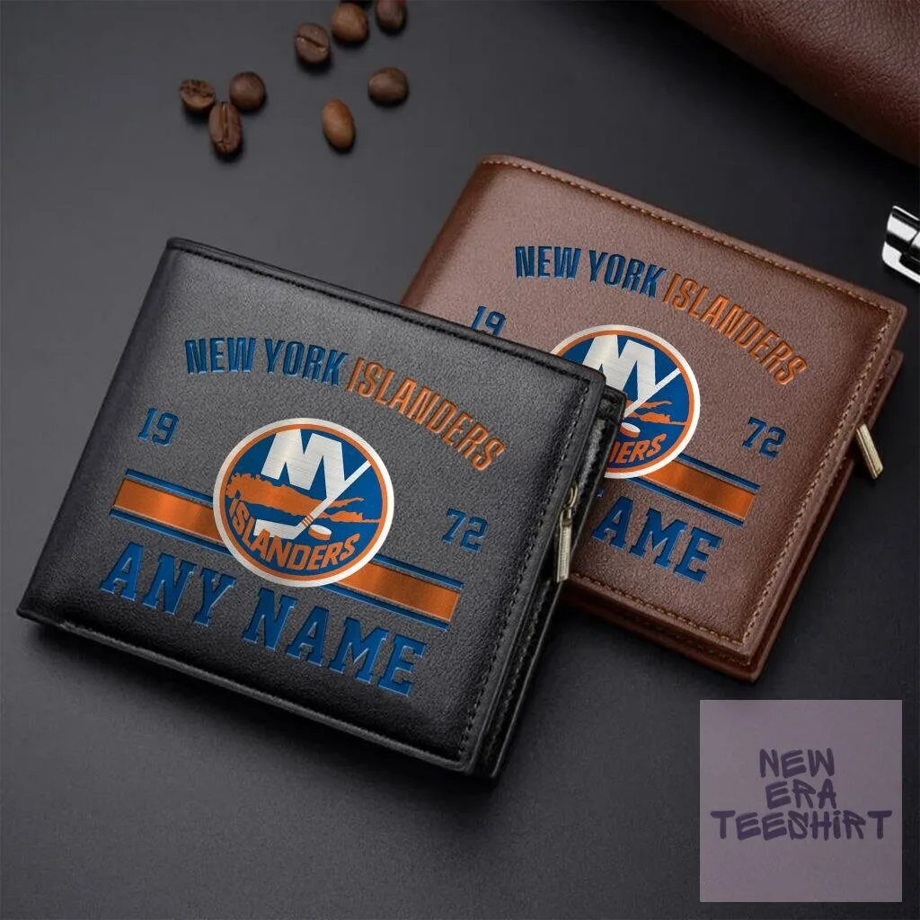 New York Islanders Personalized Leather Wallet - Custom Name NHL Fan Accessory
