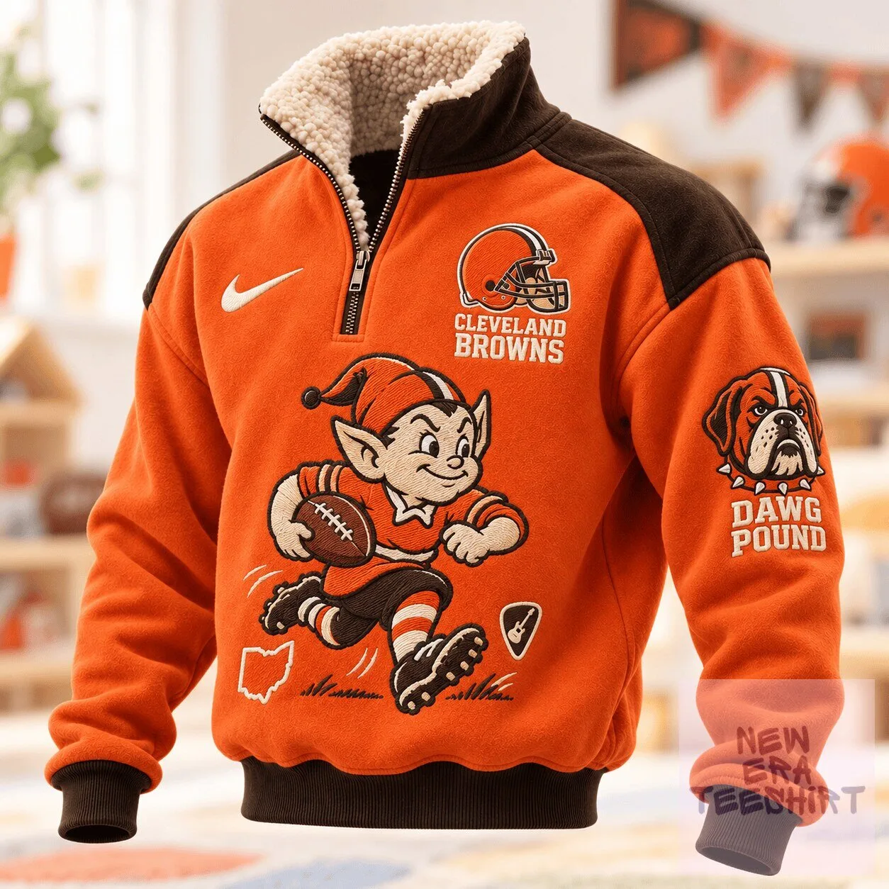 Cleveland Browns Elf Quarter-Zip Sherpa Pullover Sweatshirt