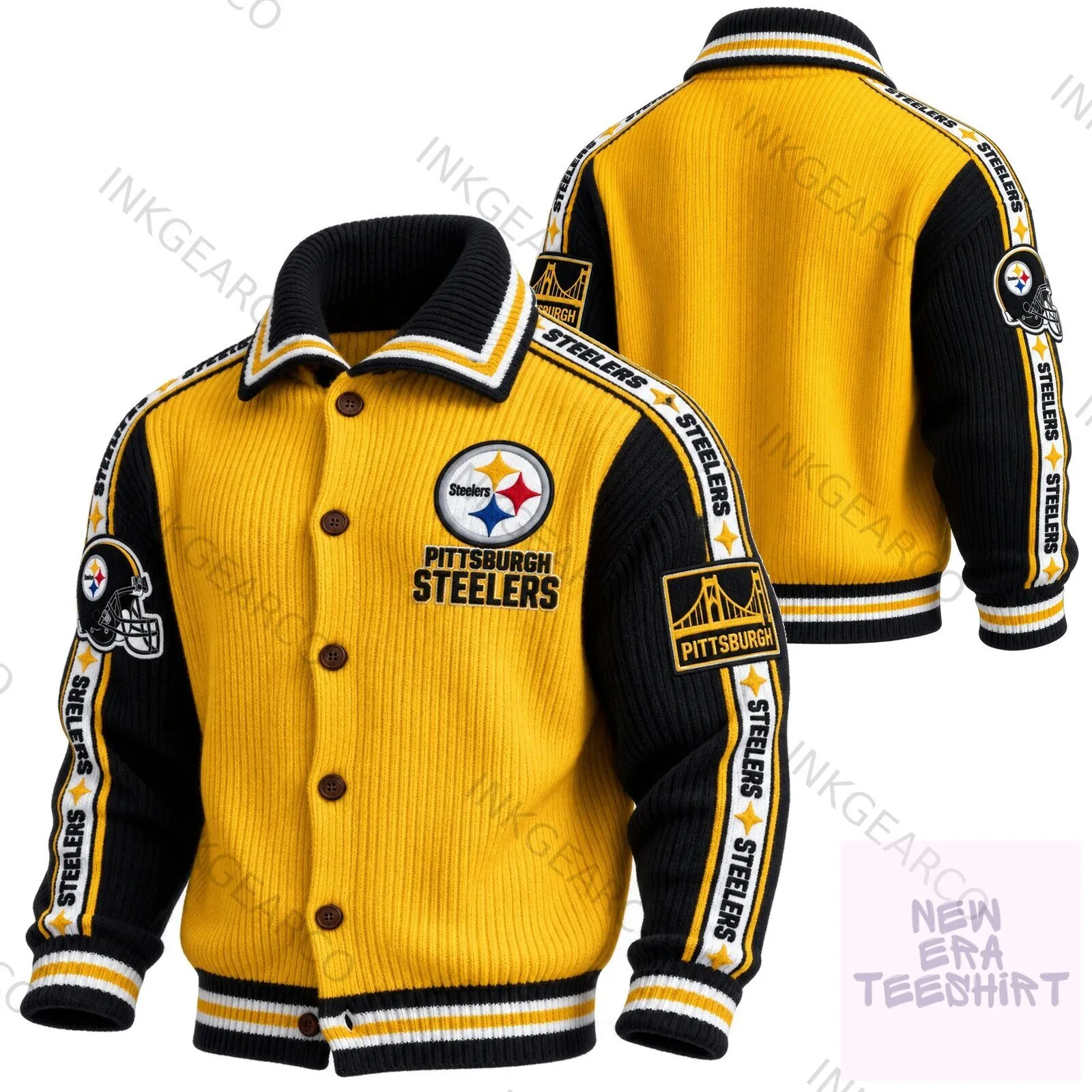 Pittsburgh Steelers NFL Football Team Knit Cardigan Jacket
