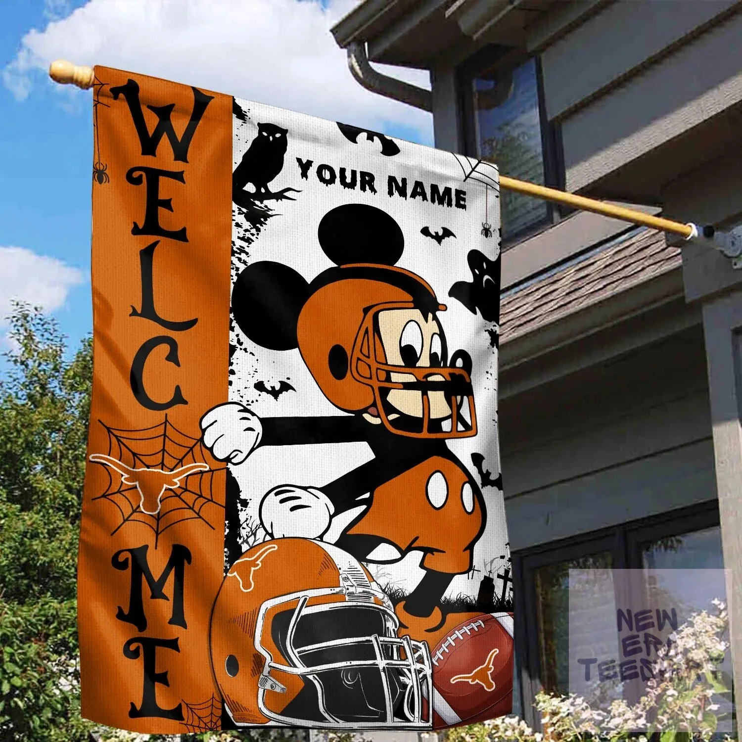 Texas Football Mickey Mouse Halloween Welcome Garden Flag