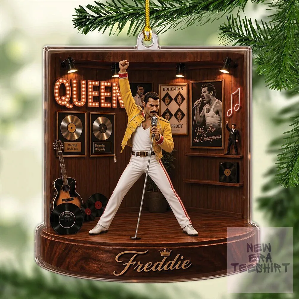 Freddie Mercury Queen Band Live Aid Concert Stage Acrylic Christmas Ornament