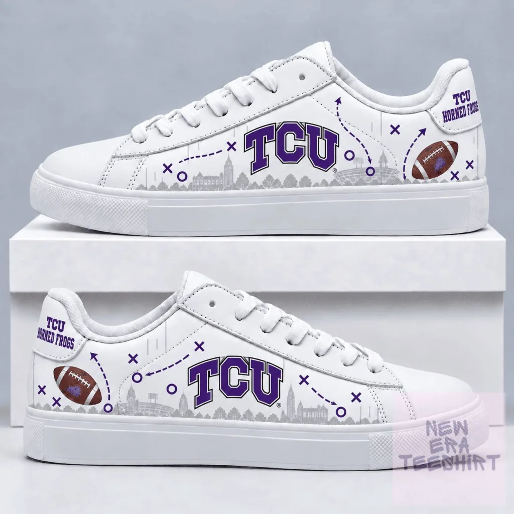Texas Christian University Horned Frogs Football Team White Low Top Shoes Texas Christian University Horned Frogs Football Team White Low Top Shoes