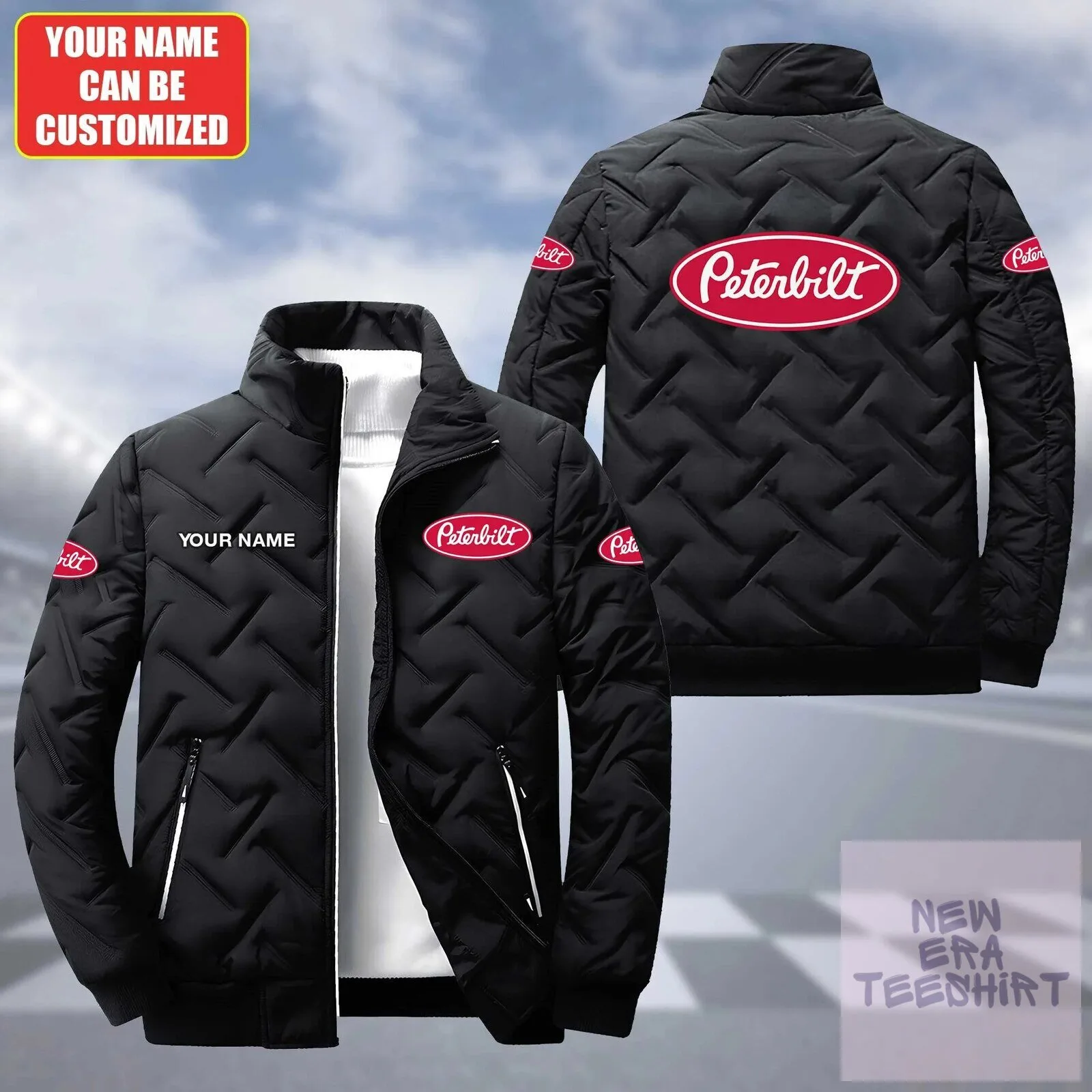 Personalized Peterbilt Truck Logo Quilted Puffer Jacket