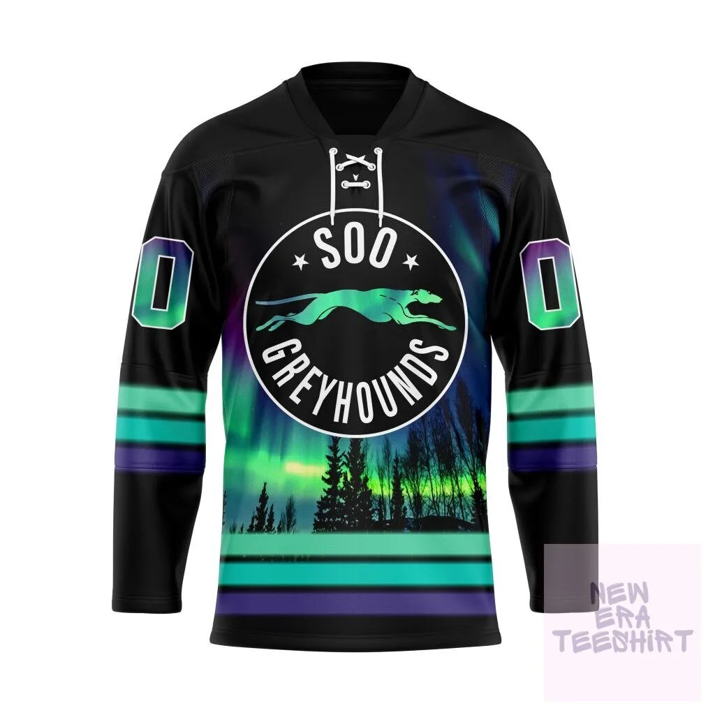 Soo Greyhounds Northern Lights Special Design Lace Hockey Jersey