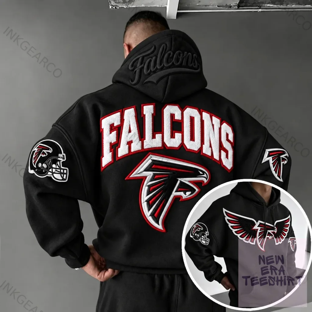 Atlanta Falcons NFL Football Team Logo Black Pullover Hoodie Atlanta Falcons NFL Football Team Logo Black Pullover Hoodie