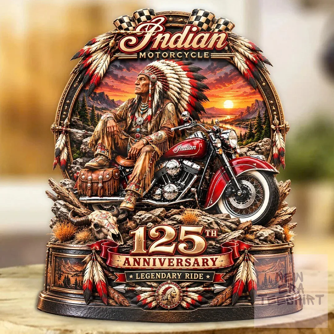 Indian Motorcycle 125th Anniversary Legendary Ride Custom Shape Acrylic Plaque