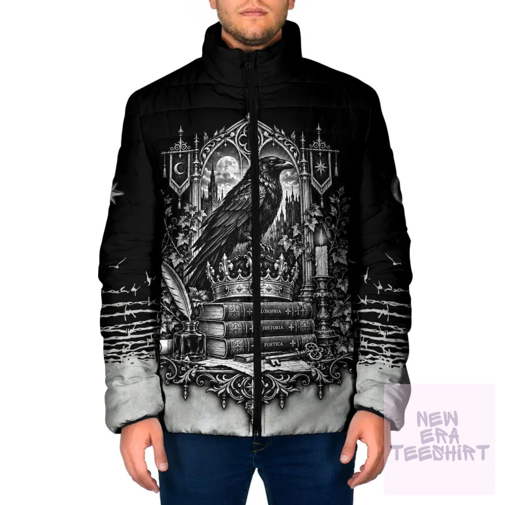 Dark Academia Raven Gothic Literature Vintage Bookish Aesthetic Padded Jacket
